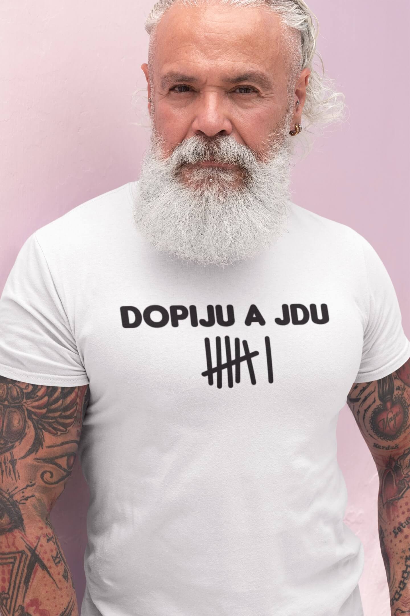 Pánské tričko Dopiju a jdu Barva: Bíla, Velikost: M