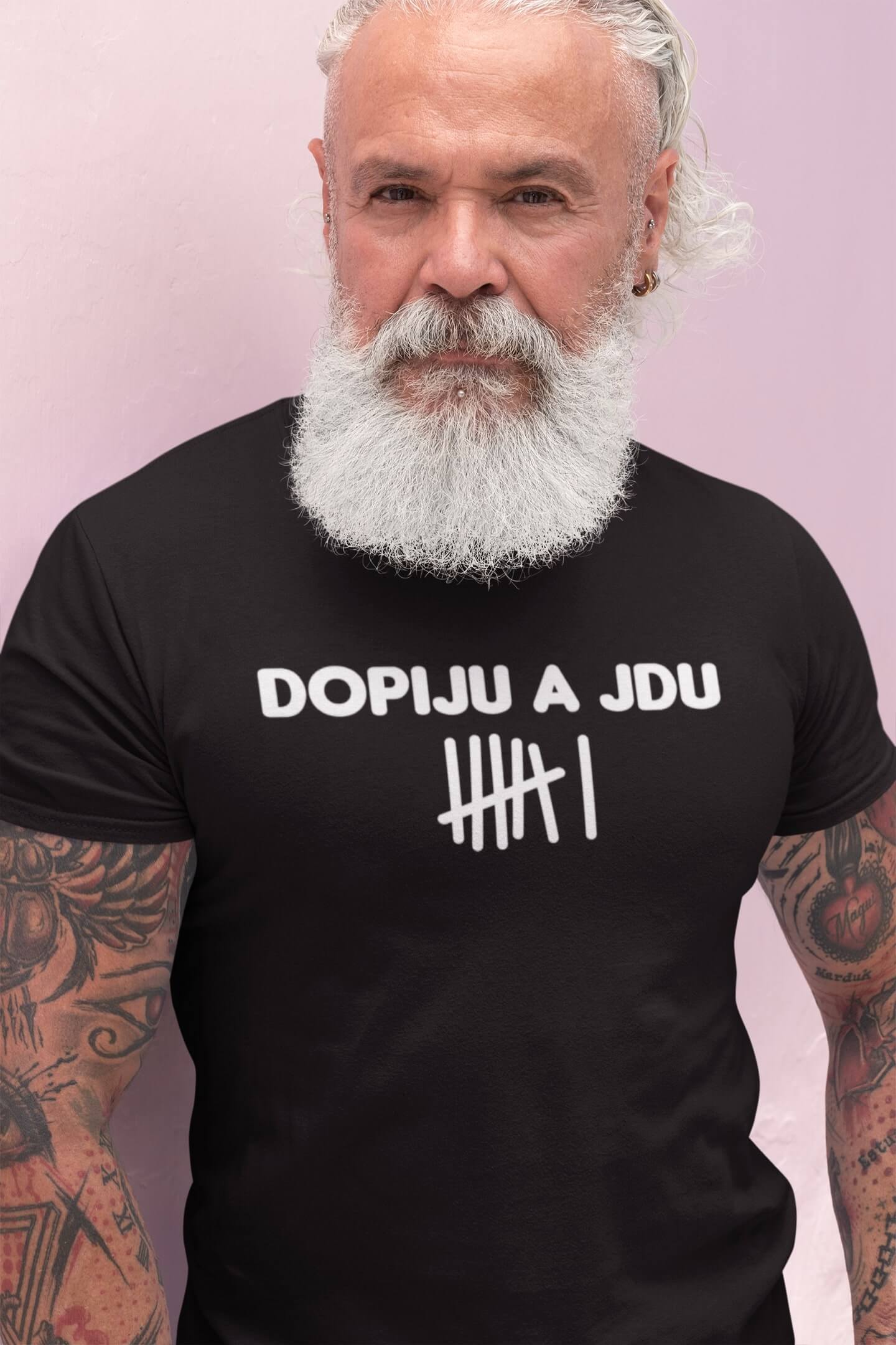 Pánské tričko Dopiju a jdu Barva: Černá, Velikost: L