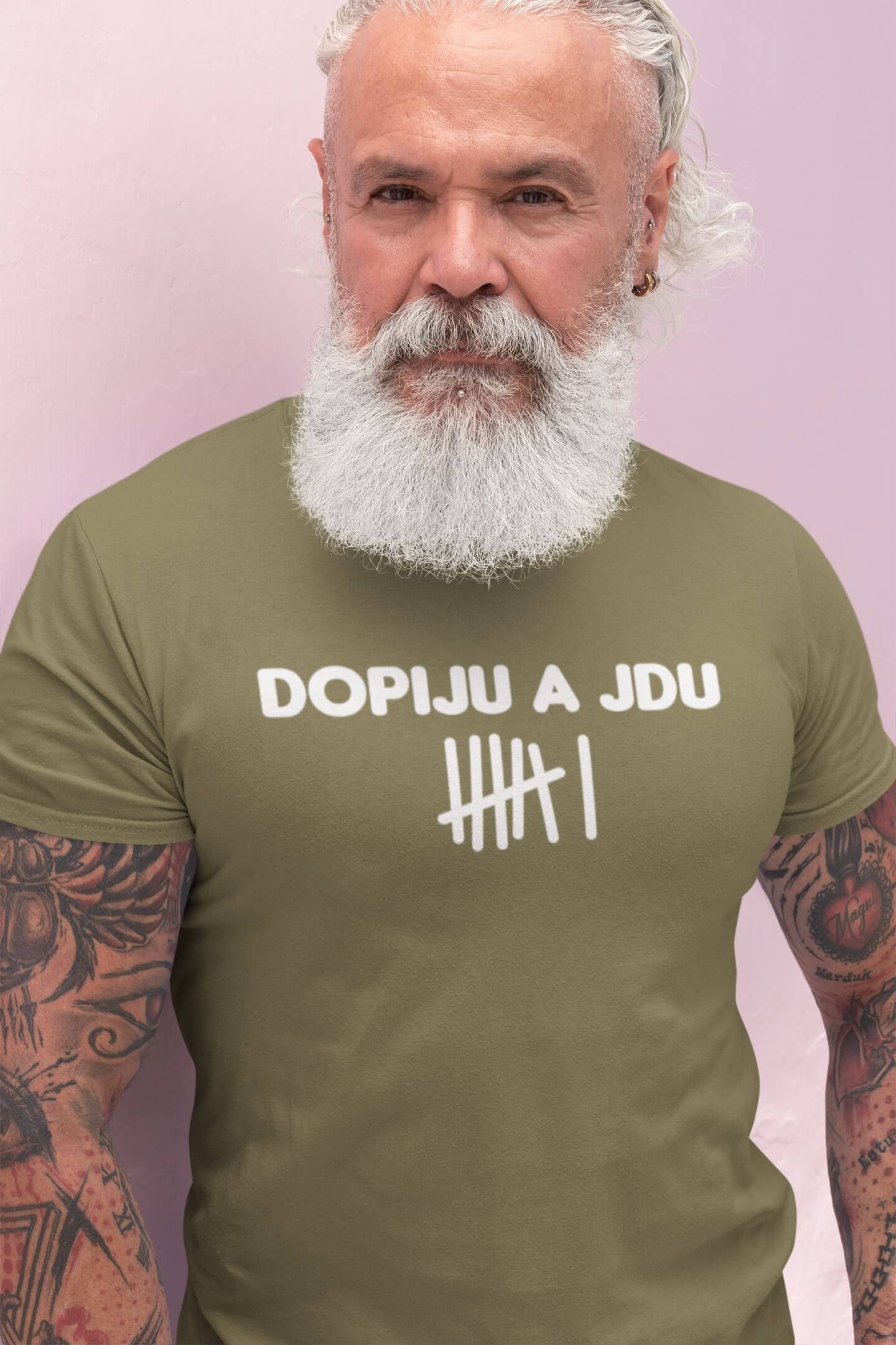 Pánské tričko Dopiju a jdu Barva: Svetlá khaki, Velikost: 3XL