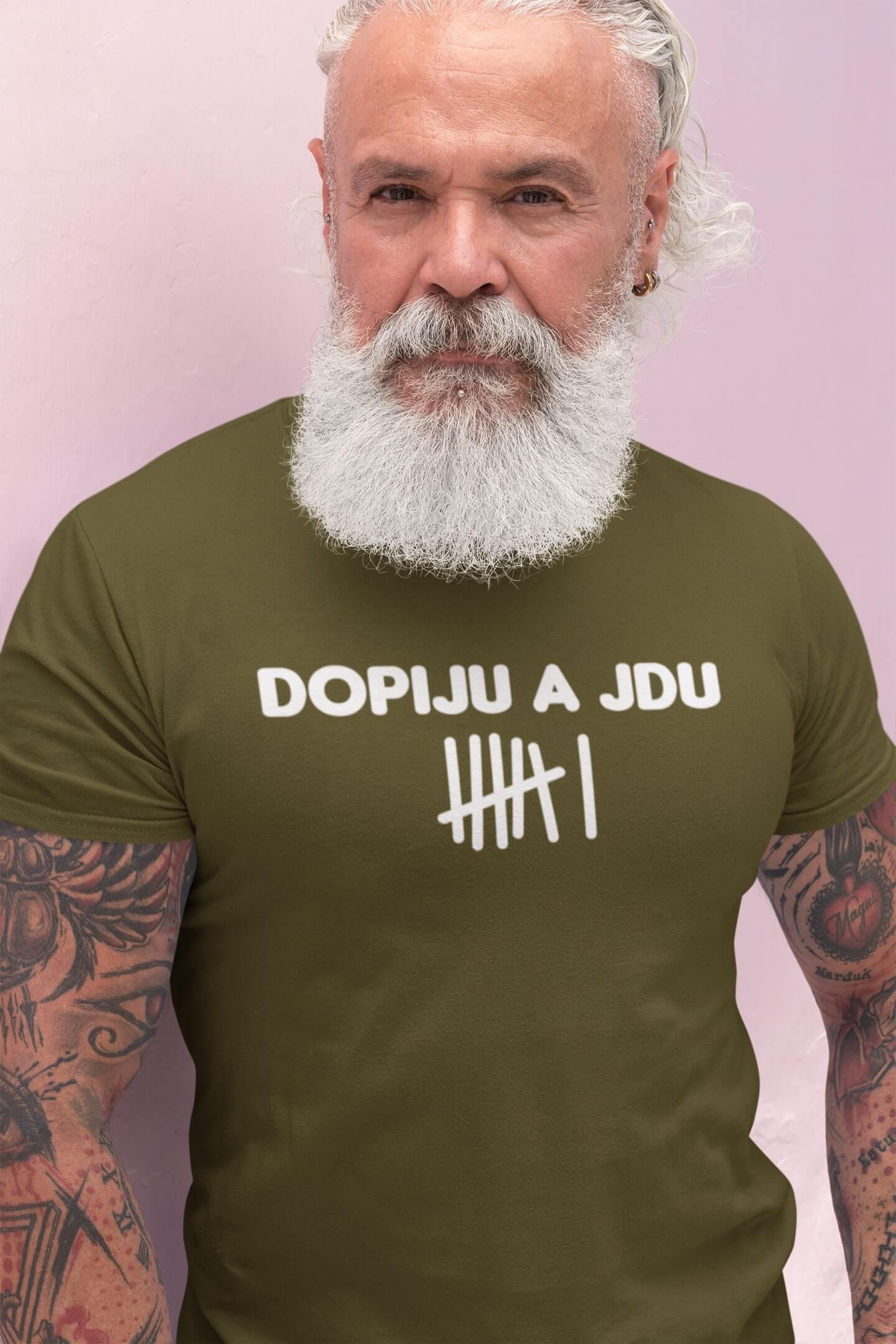 Pánské tričko Dopiju a jdu Barva: Khaki, Velikost: XS