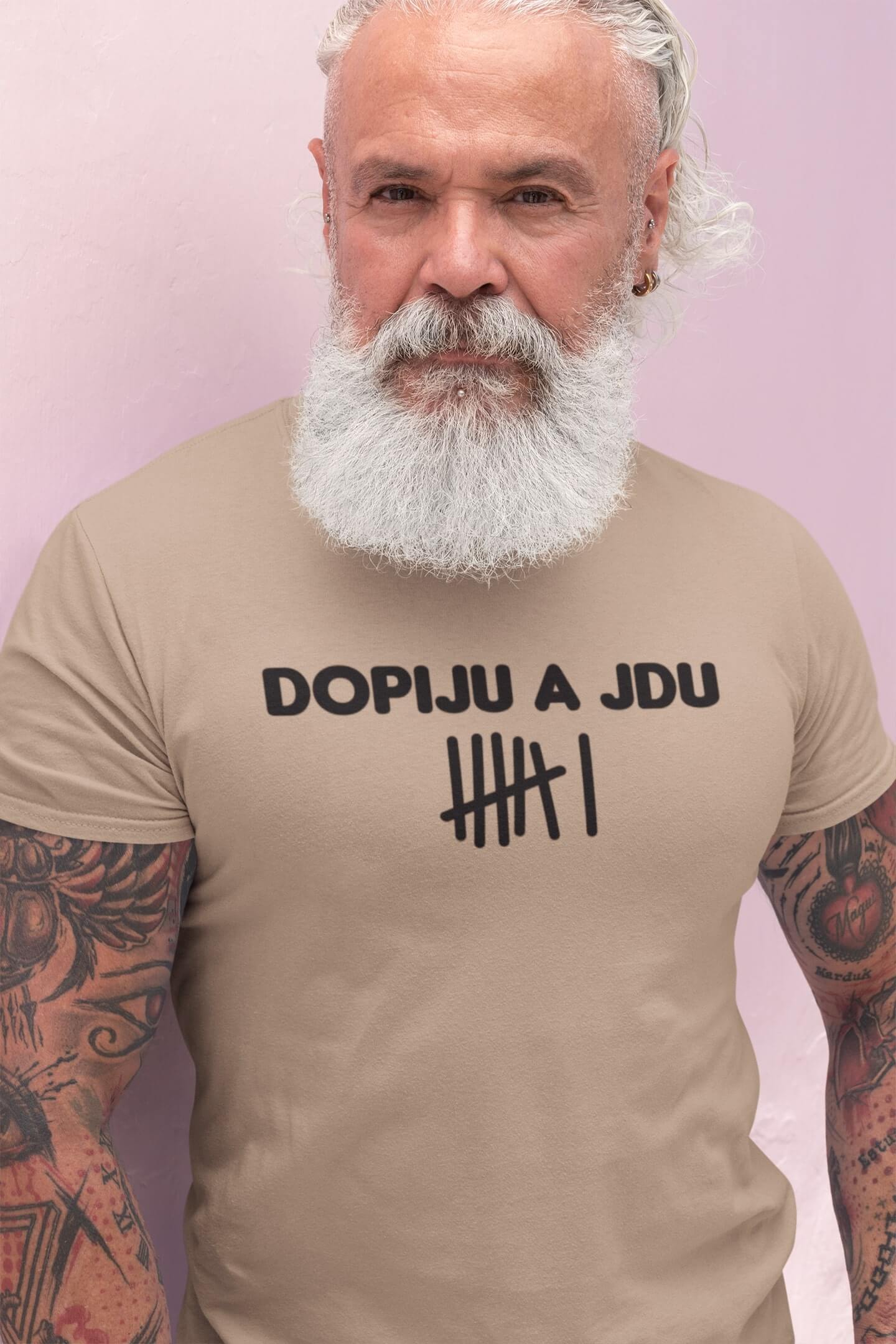 Pánské tričko Dopiju a jdu Barva: Písková, Velikost: 3XL
