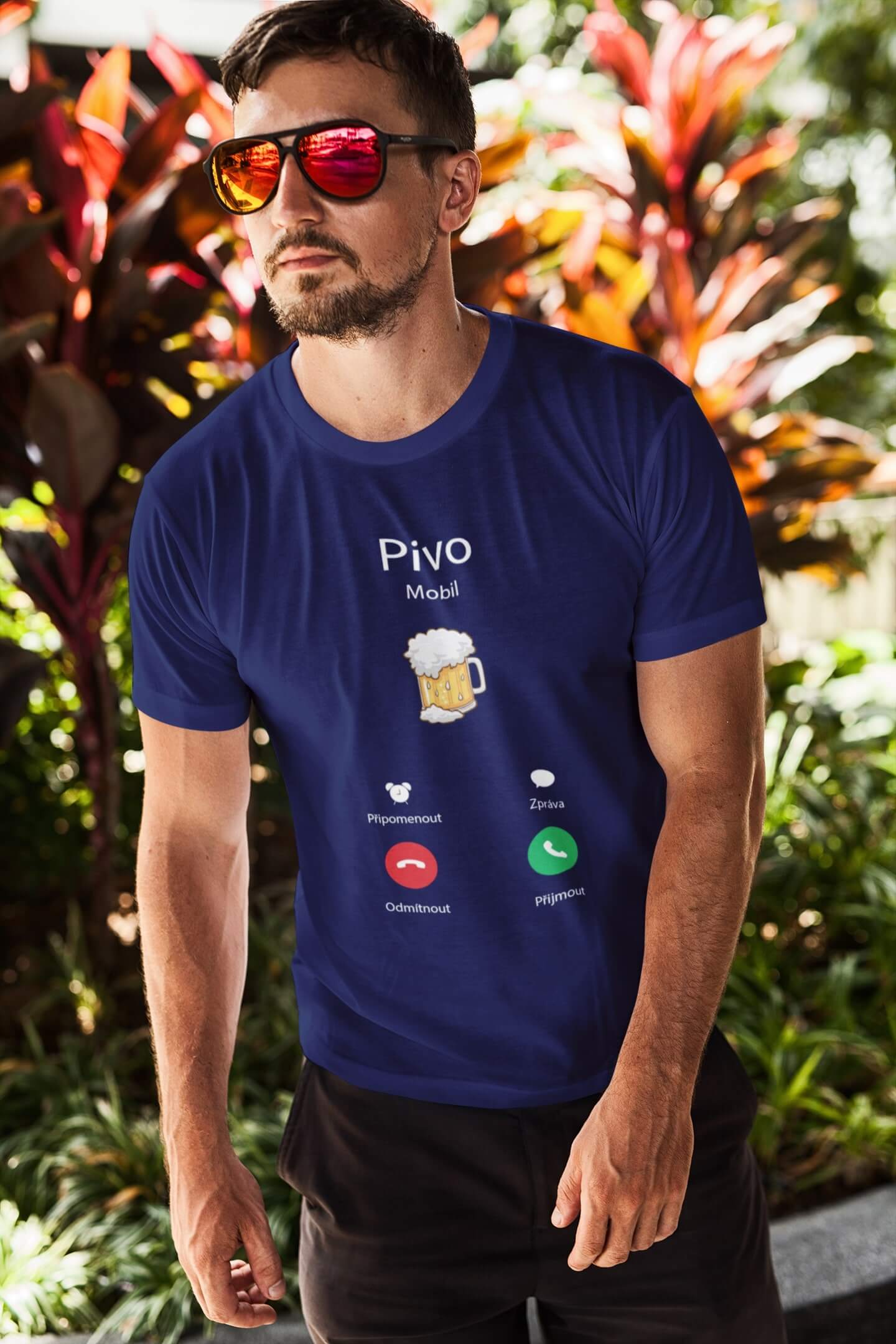 Pánské tričko Pivo volá Barva: Půlnoční modrá, Velikost: S