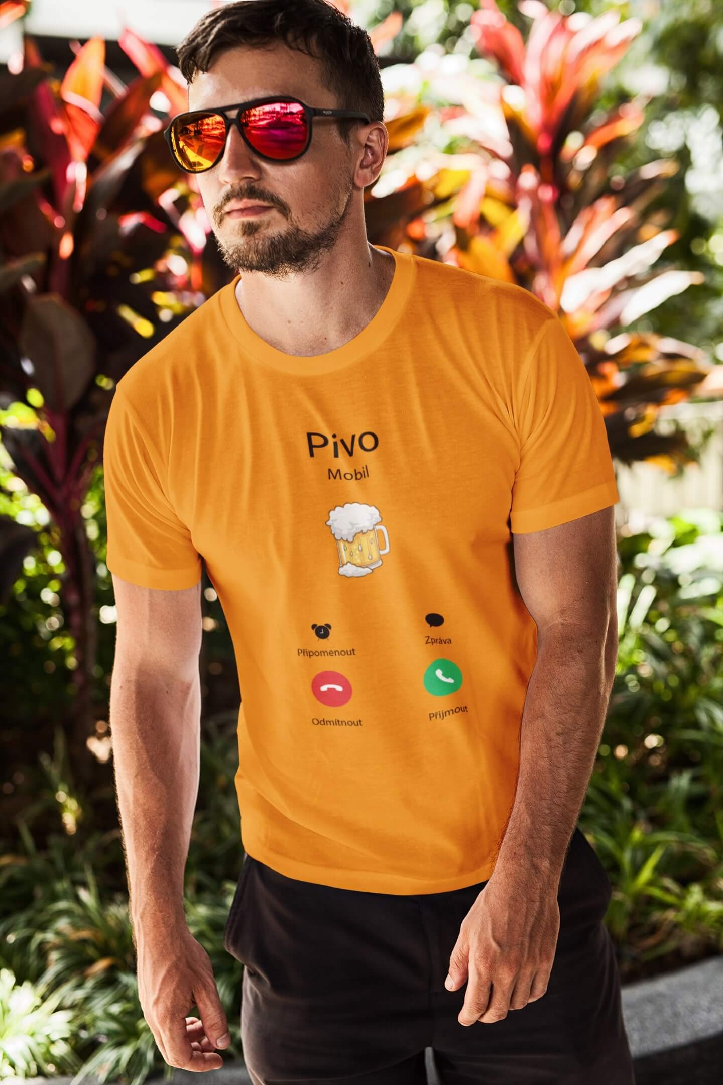 Pánské tričko Pivo volá Barva: Mandarínková oranžová, Velikost: 2XL