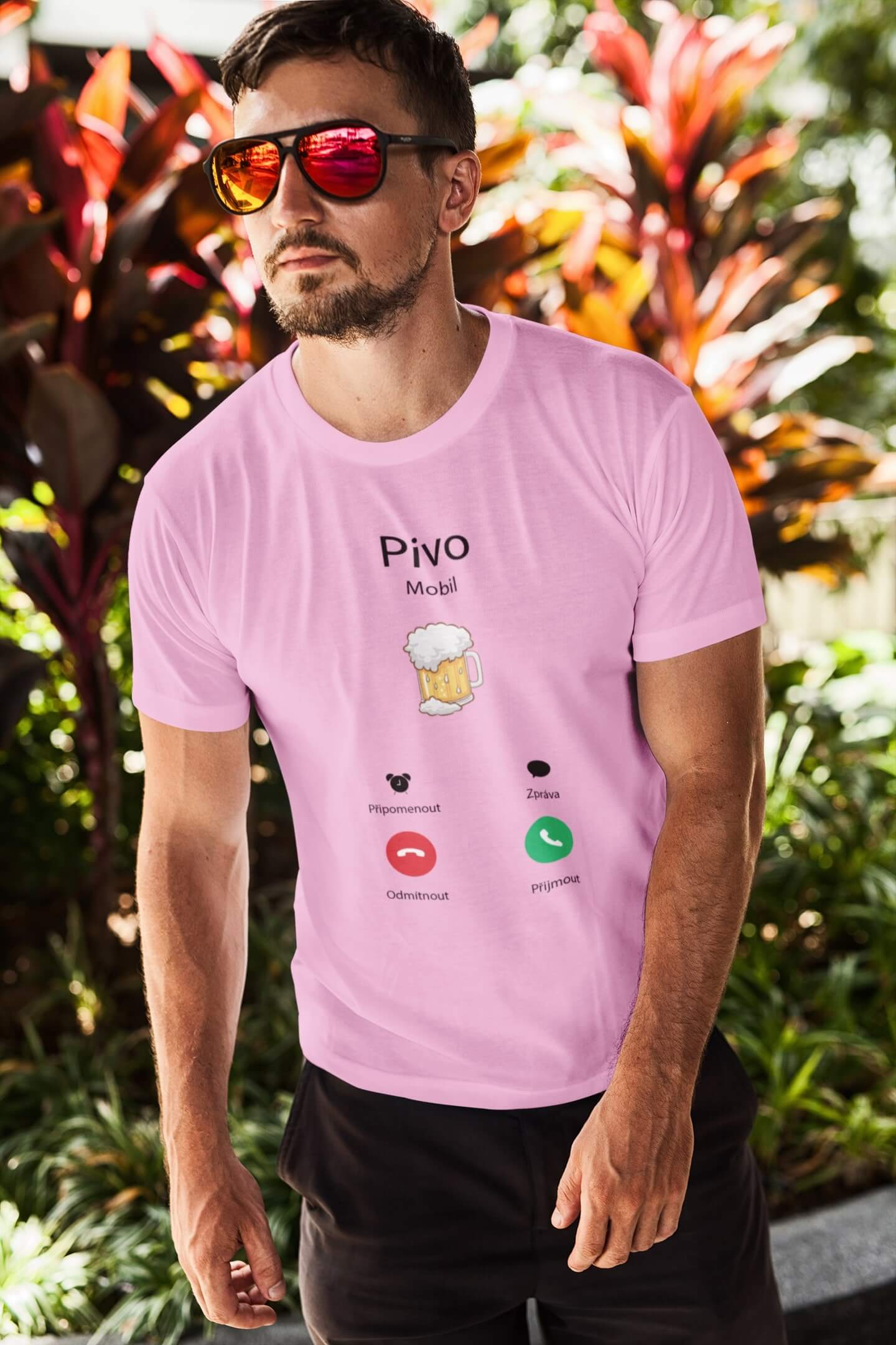 Pánské tričko Pivo volá Barva: Ružová, Velikost: 2XL