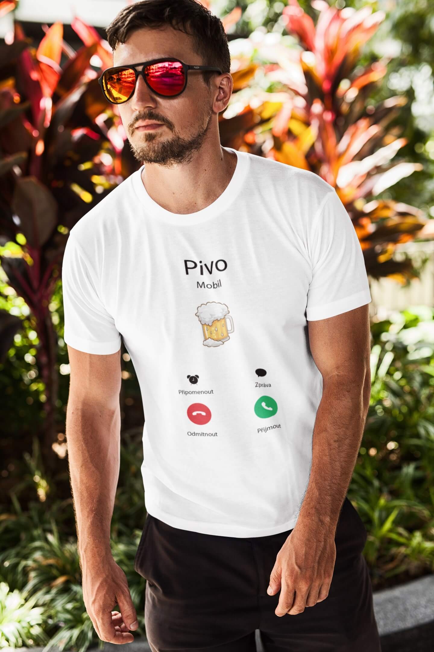 Pánské tričko Pivo volá Barva: Bíla, Velikost: XL