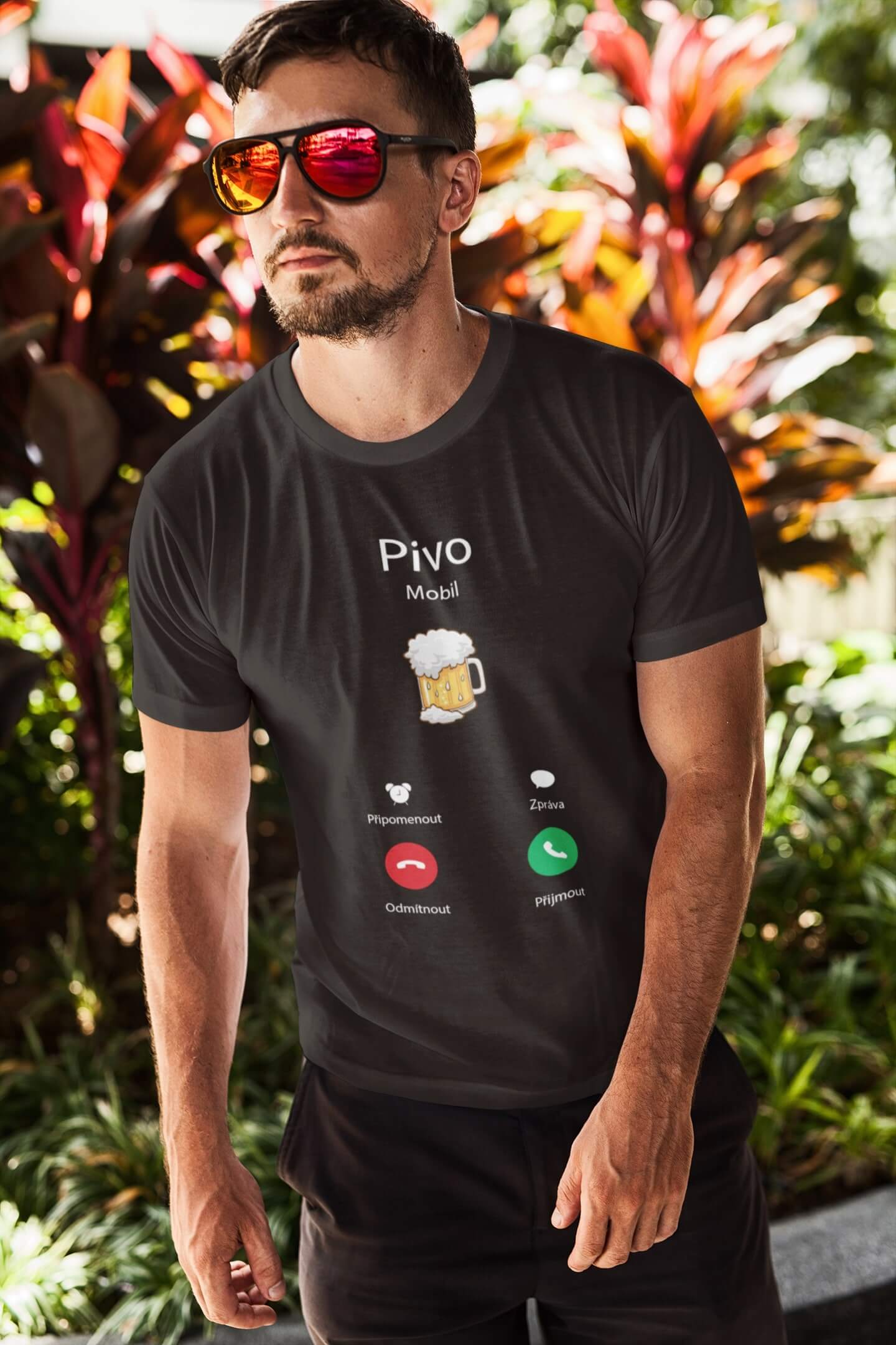 Pánské tričko Pivo volá Barva: Ebony grey, Velikost: S