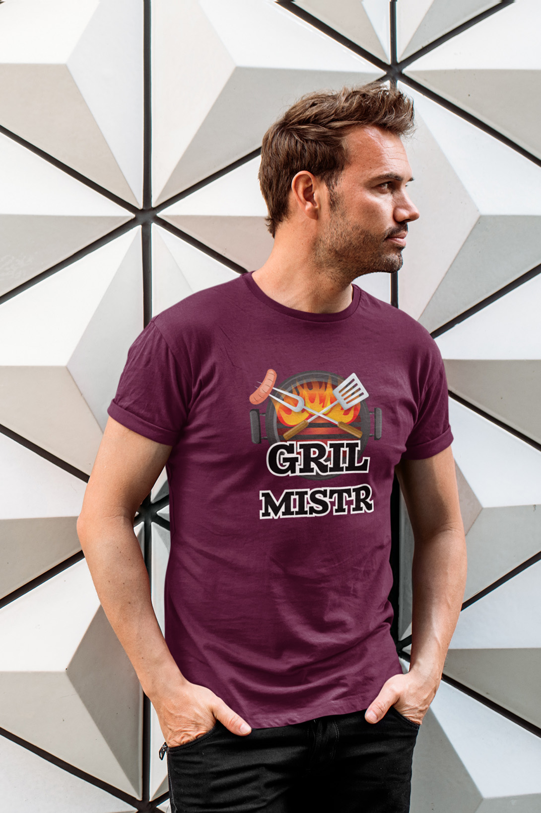 Pánské tričko Gril mistr Barva: Fuchsiová, Velikost: 3XL