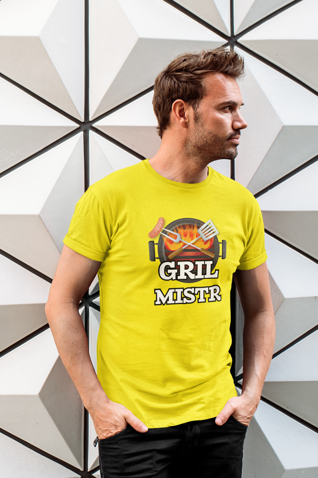 Pánské tričko Gril mistr Barva: Citrónová, Velikost: 3XL