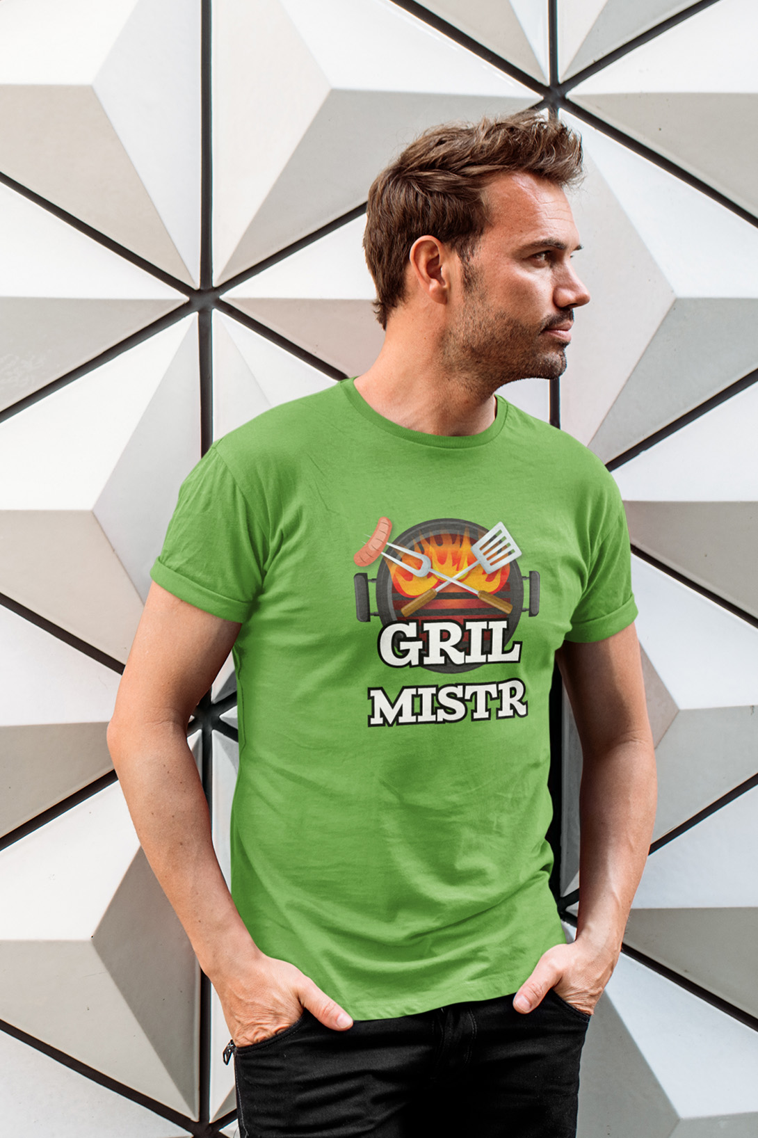 Pánské tričko Gril mistr Barva: Hrášková zelená, Velikost: 3XL