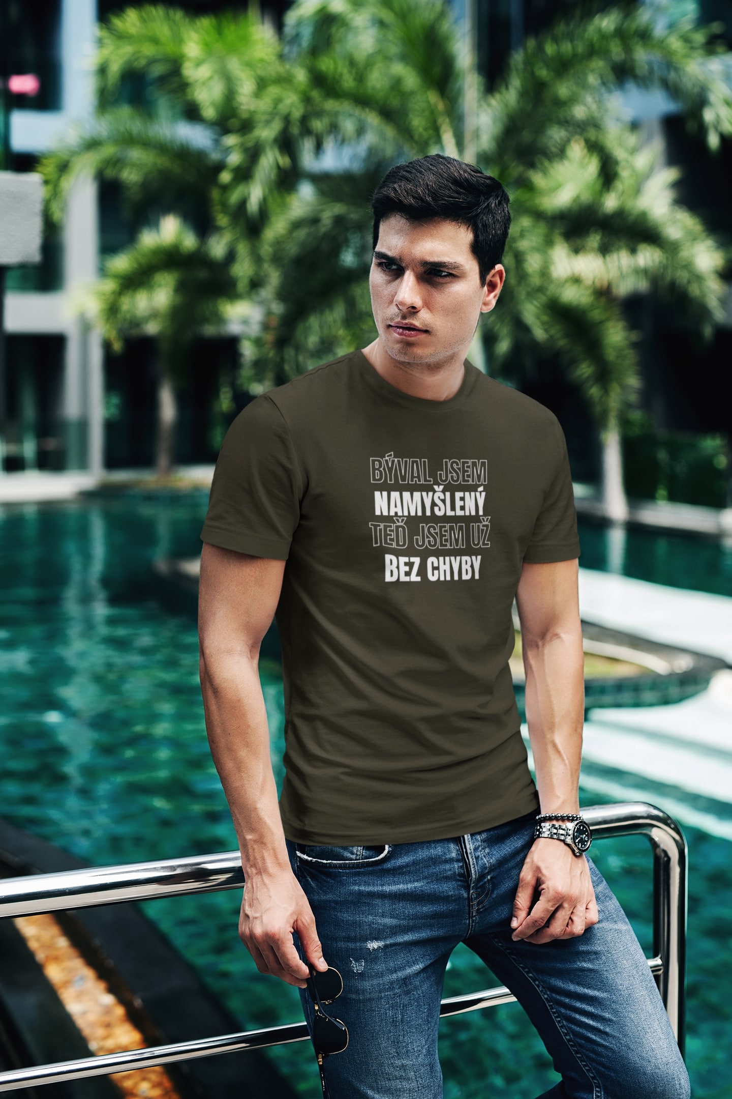 Pánské tričko Jsem bez chýb Barva: Military, Velikost: 3XL