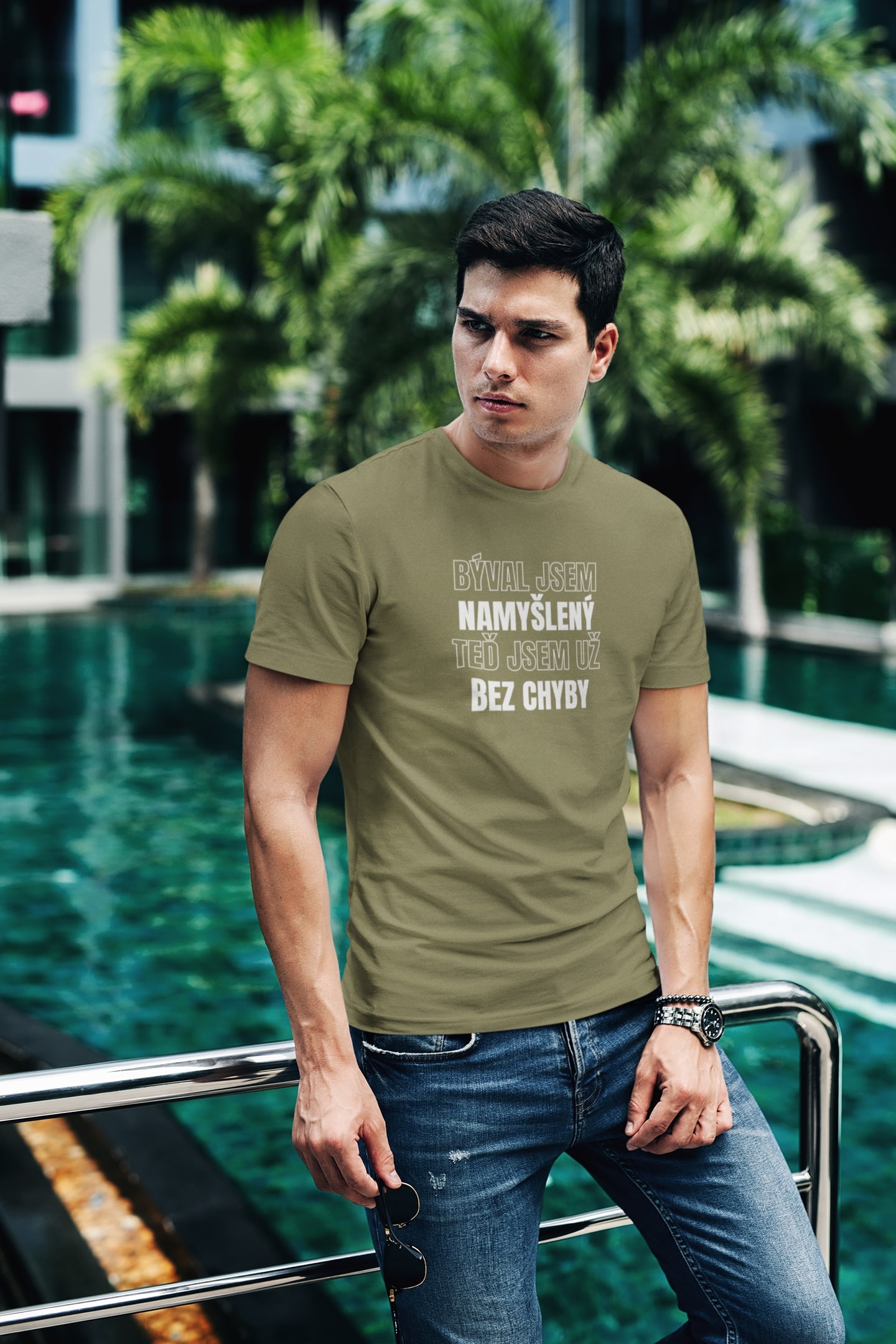 Pánské tričko Jsem bez chýb Barva: Svetlá khaki, Velikost: 2XL
