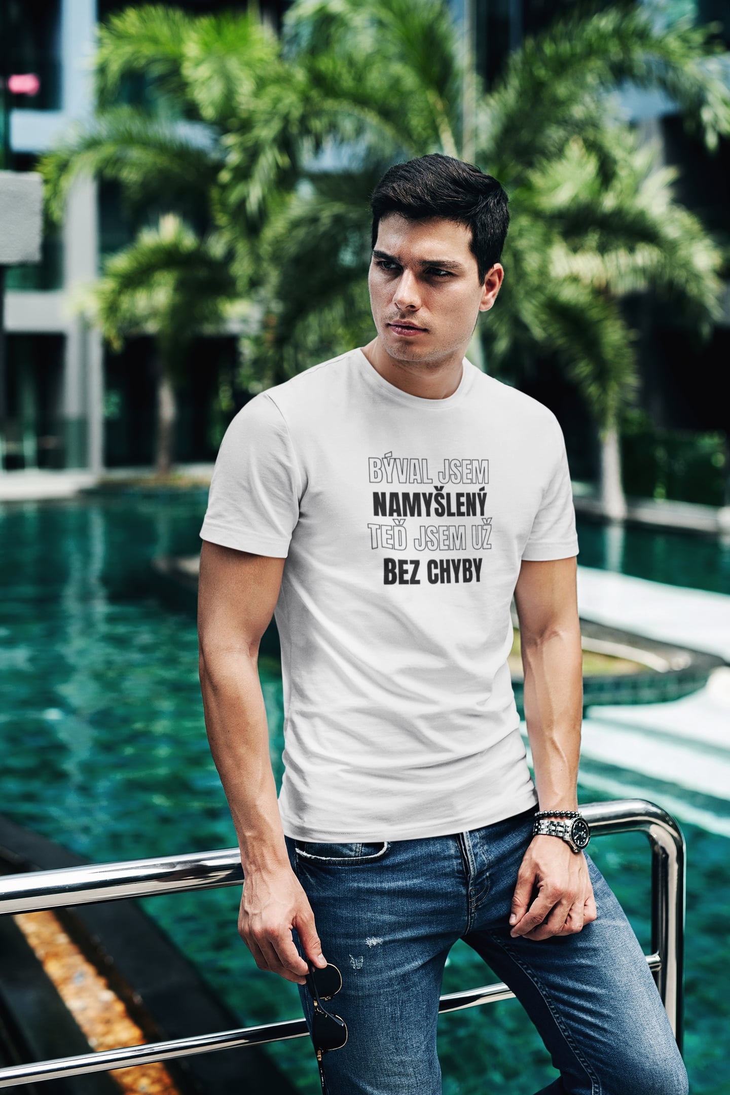 Pánské tričko Jsem bez chýb Barva: Bíla, Velikost: 4XL