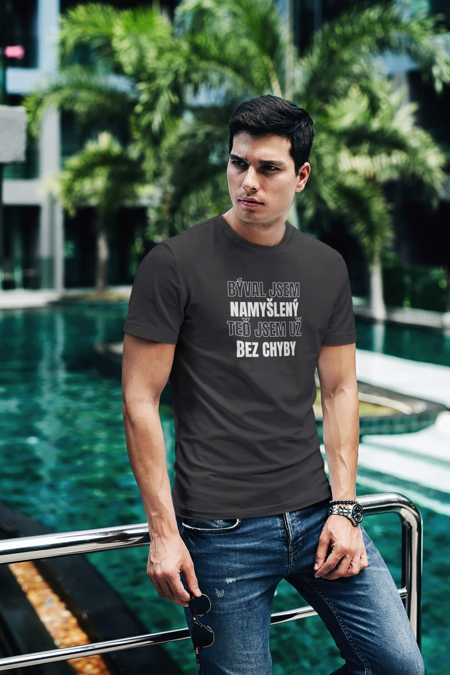 Pánské tričko Jsem bez chýb Barva: Ebony grey, Velikost: XL