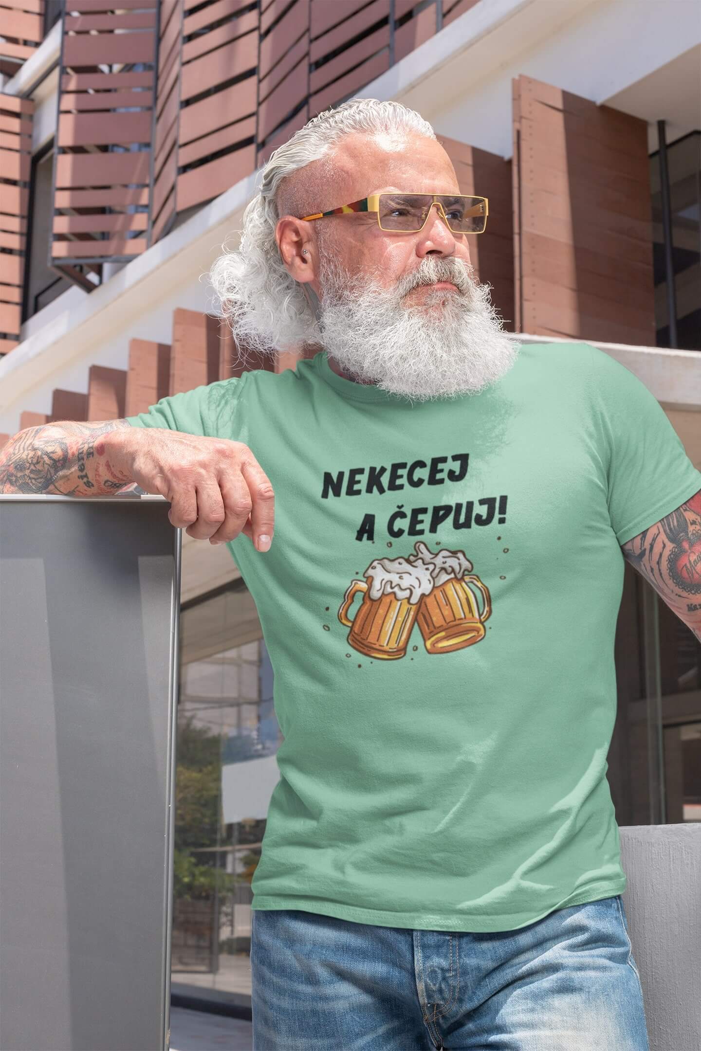 Pánské tričko Nekecej a čepuj! Barva: Mätová, Velikost: XS