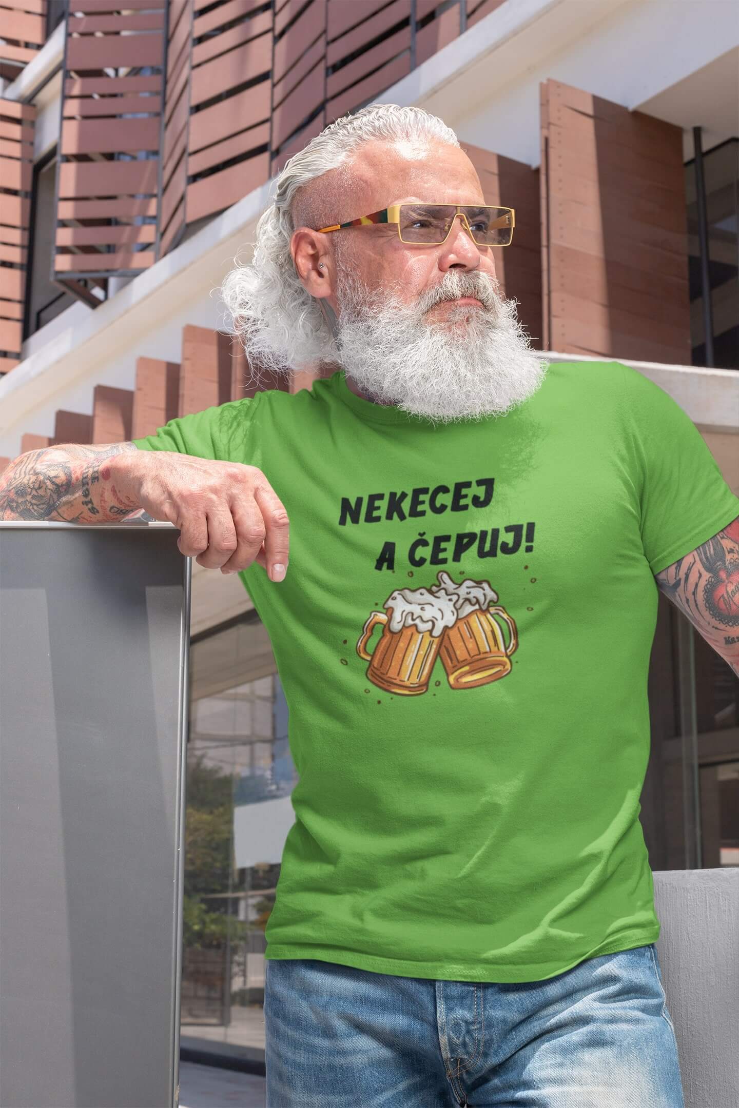 Pánské tričko Nekecej a čepuj! Barva: Hrášková zelená, Velikost: 3XL