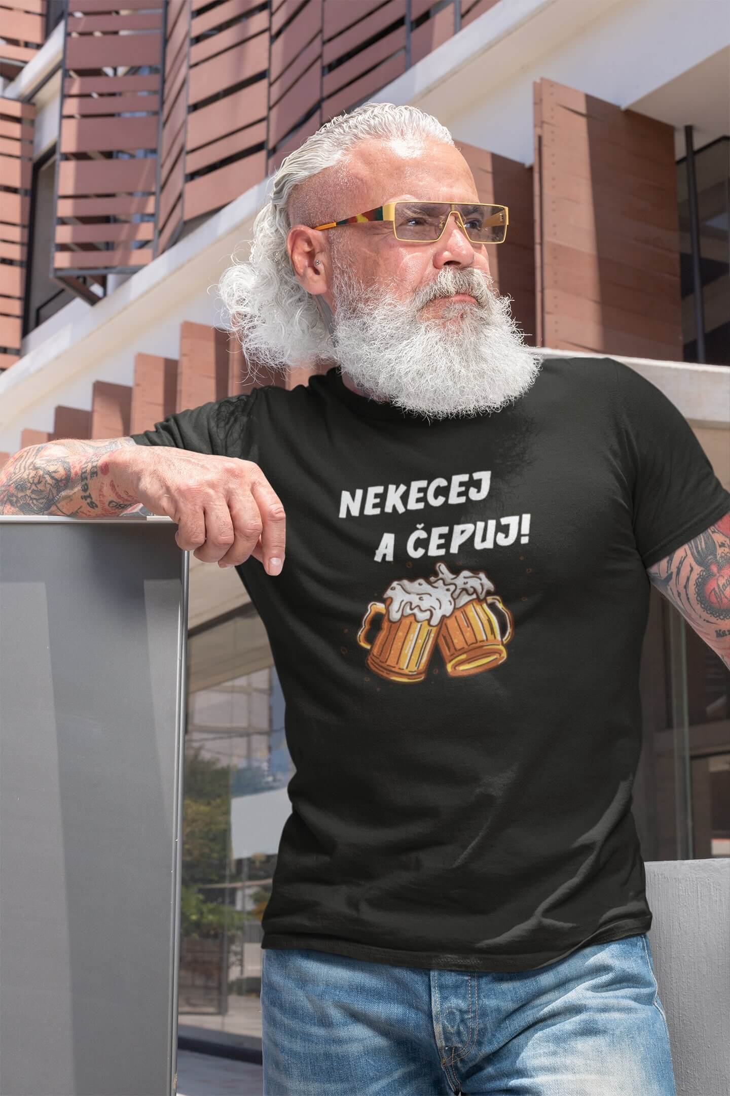 Pánské tričko Nekecej a čepuj! Barva: Military, Velikost: 2XL