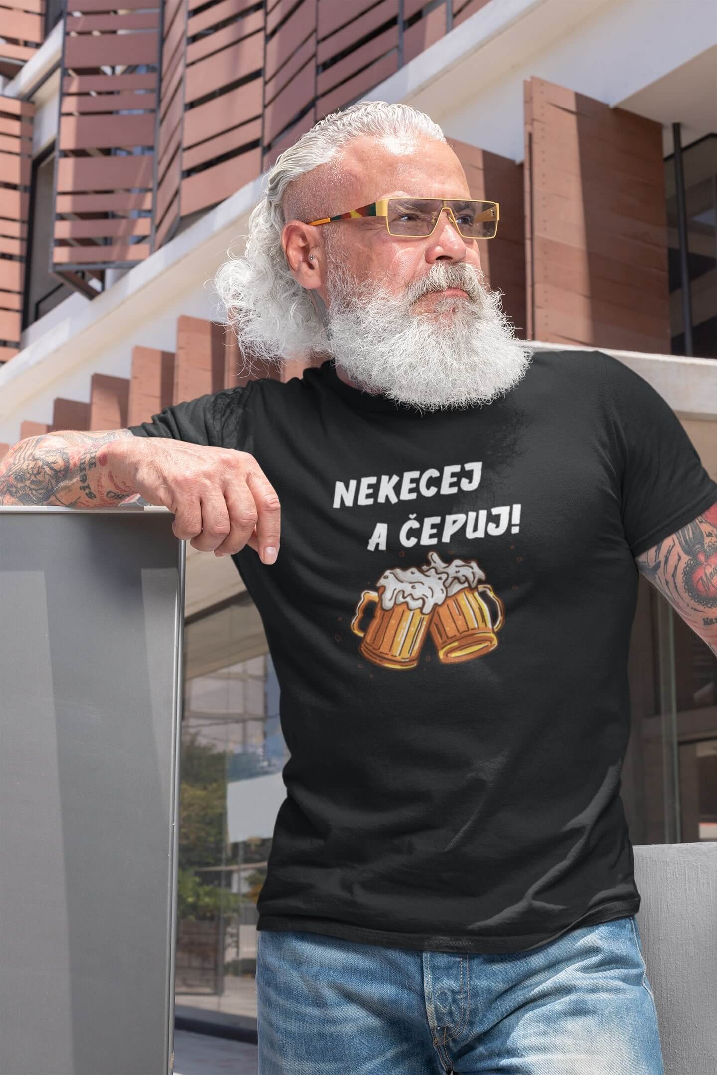 Pánské tričko Nekecej a čepuj! Barva: Ebony grey, Velikost: XL