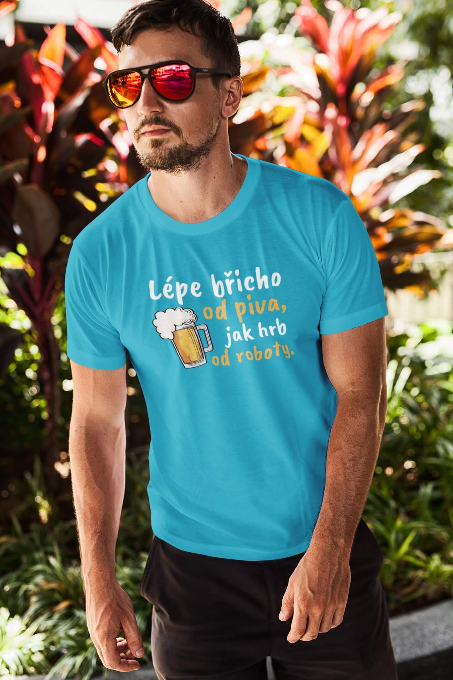 Pánské tričko Lépe břicho od piva Barva: Tyrkysová, Velikost: 3XL