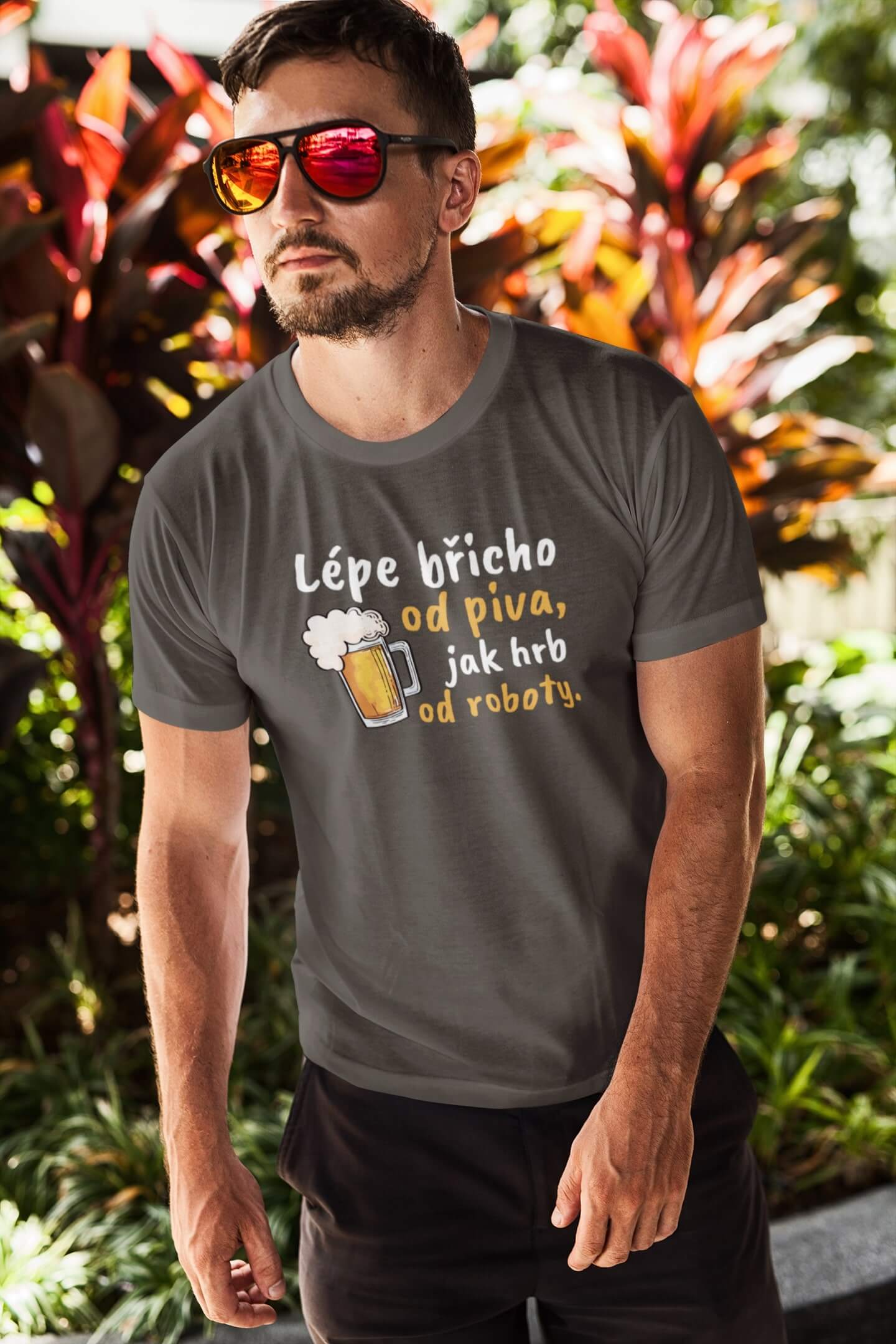 Pánské tričko Lépe břicho od piva Barva: Tmavá břidlice, Velikost: 3XL