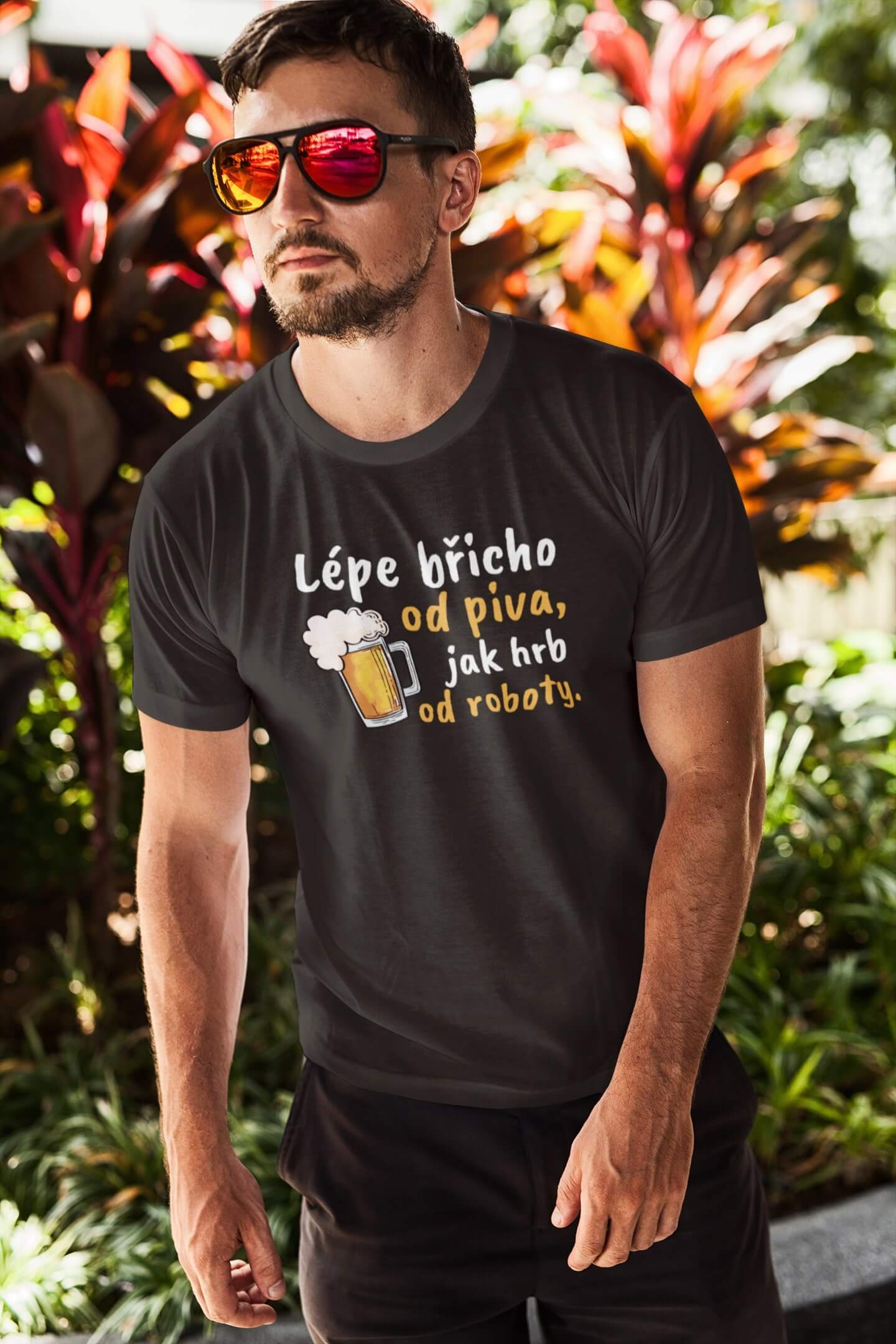 Pánské tričko Lépe břicho od piva Barva: Ebony grey, Velikost: 3XL