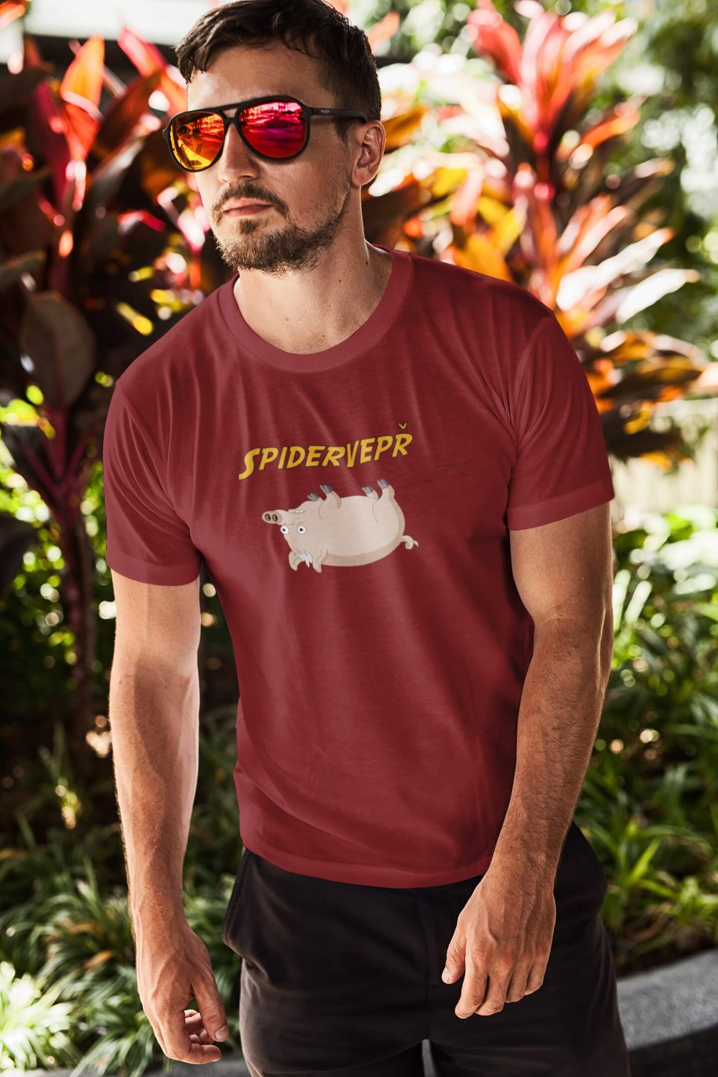 Pánské tričko Spidervepř Barva: Bordová, Velikost: 2XL