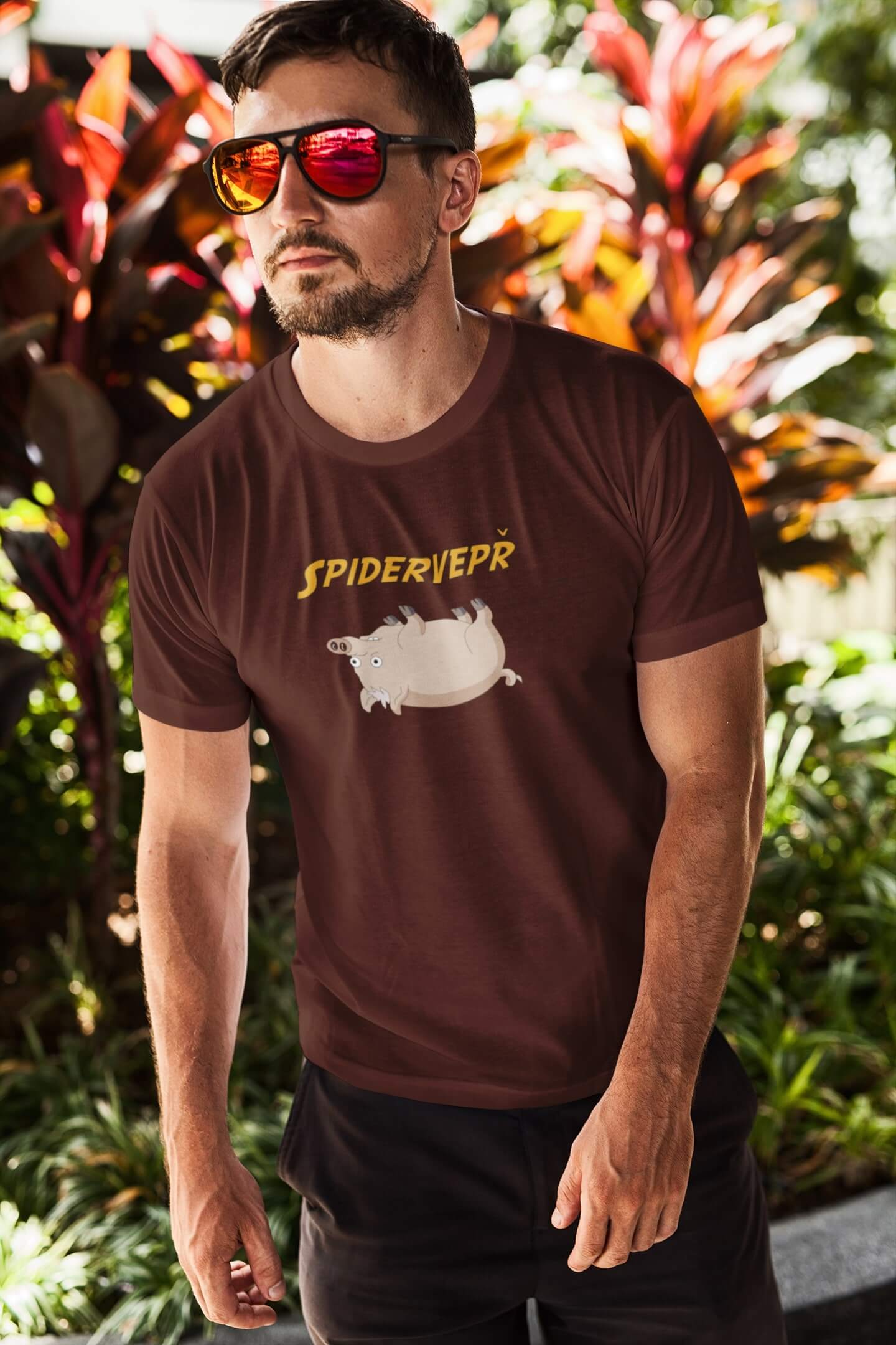 Pánské tričko Spidervepř Barva: Čokoládová, Velikost: L