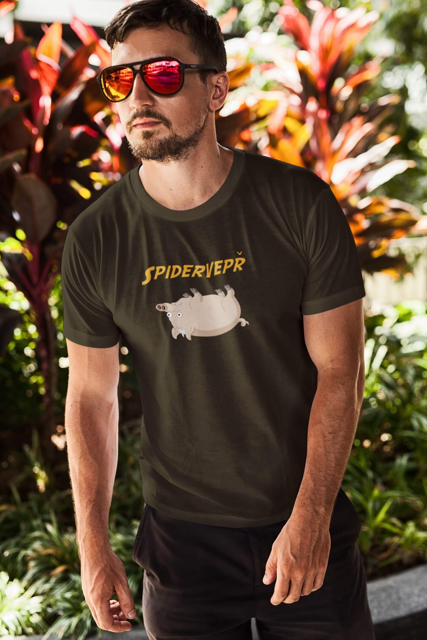 Pánské tričko Spidervepř Barva: Military, Velikost: 2XL