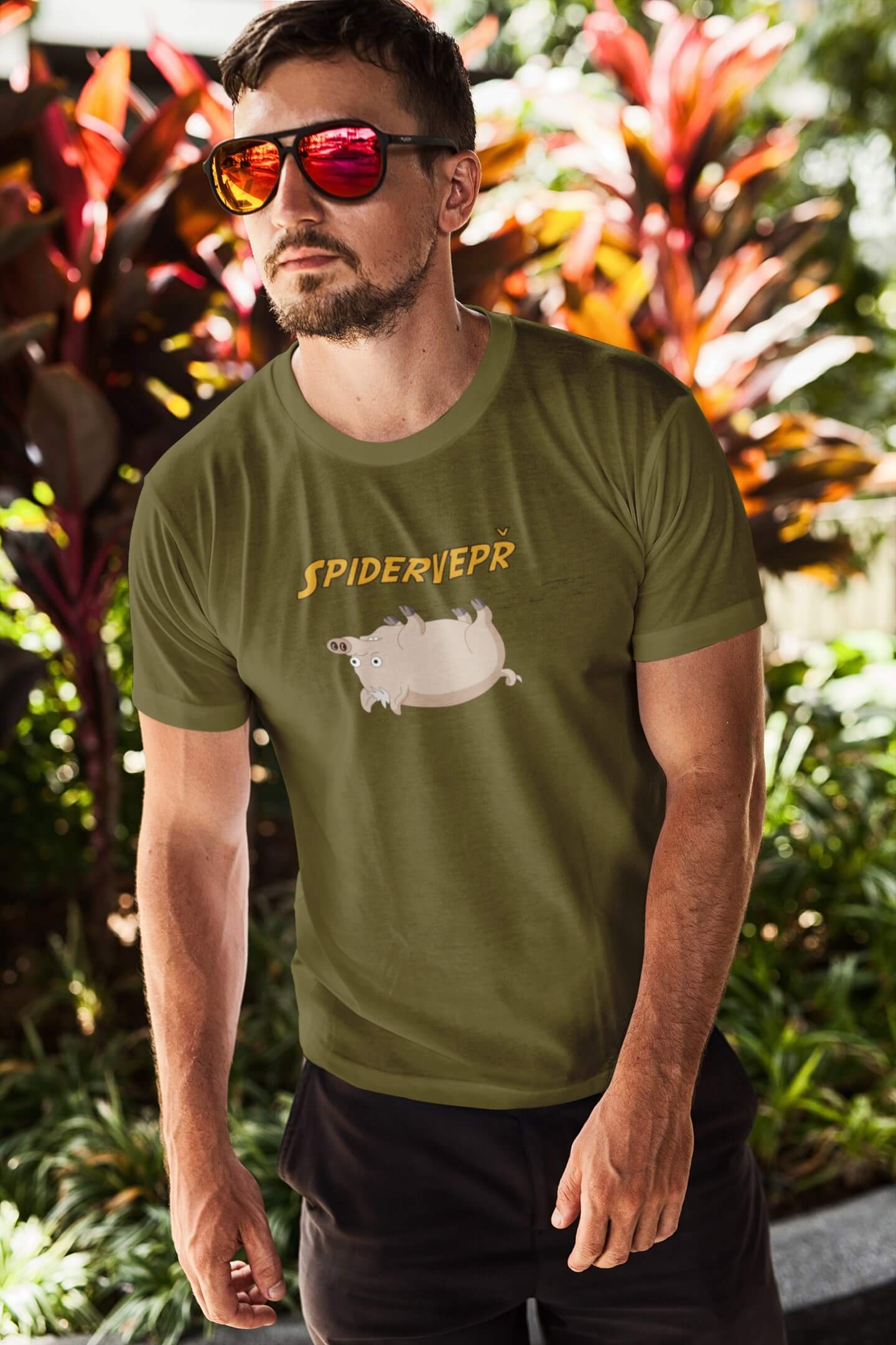 Pánské tričko Spidervepř Barva: Khaki, Velikost: 3XL