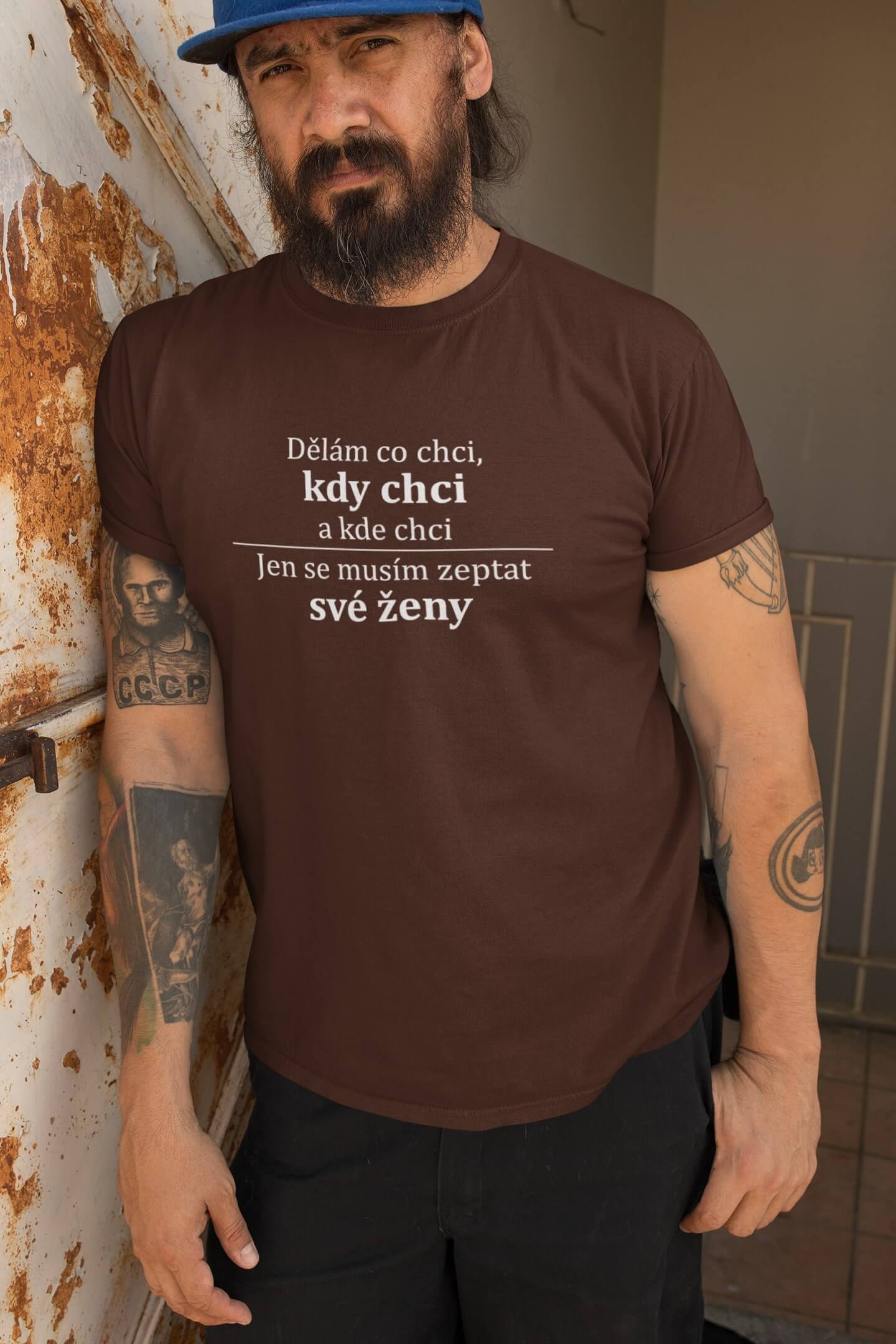Pánské tričko Můžu všechno Barva: Čokoládová, Velikost: S