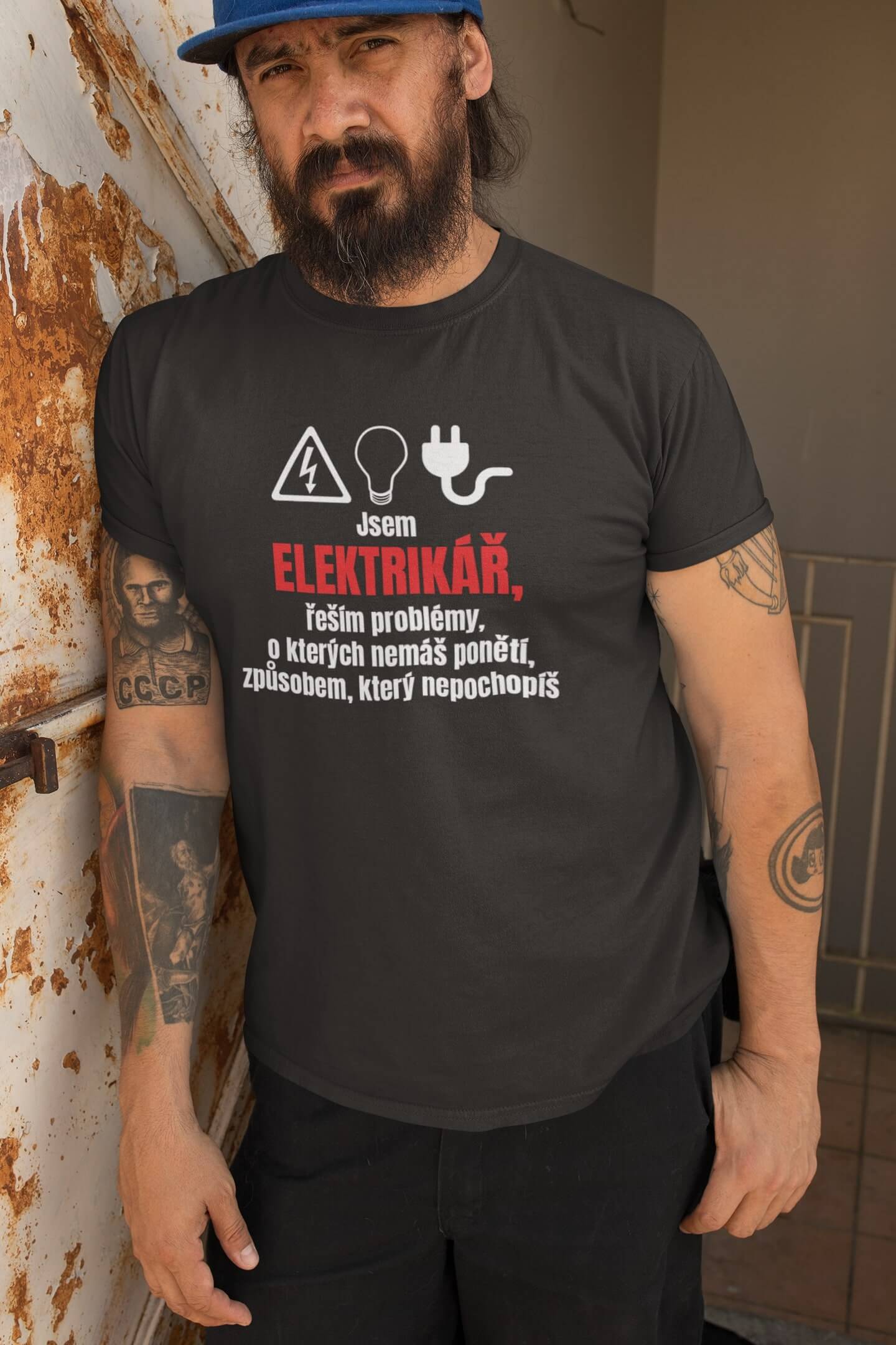 Pánské tričko Elektrikář Barva: Ebony grey, Velikost: 2XL