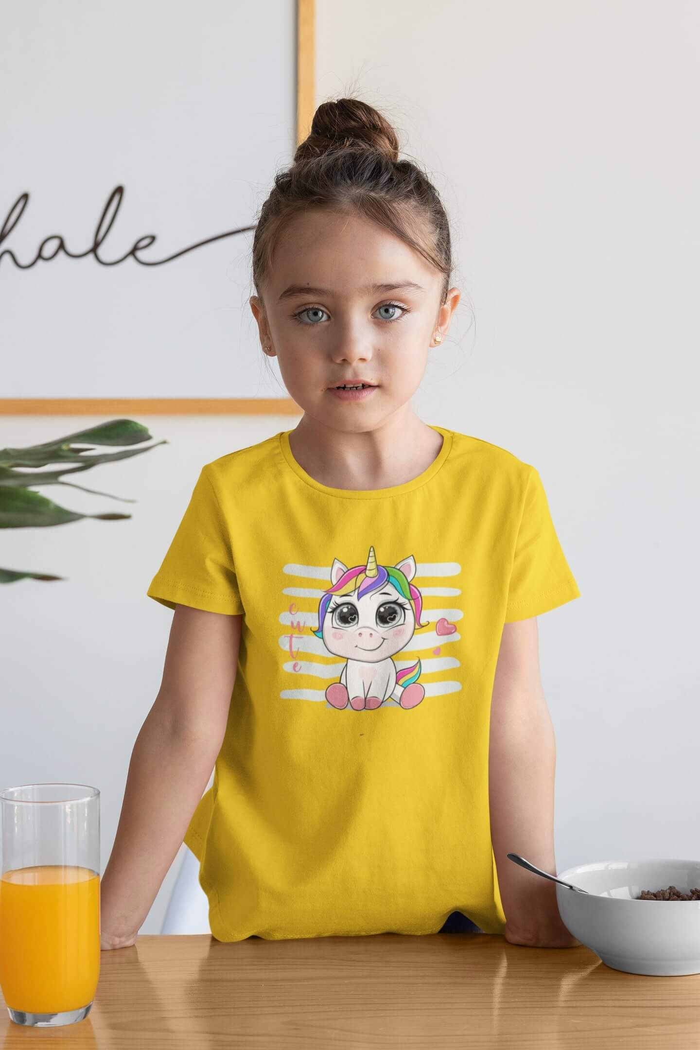 Dívčí tričko Cute jednorožec Barva: Žlutá, Velikost: 134