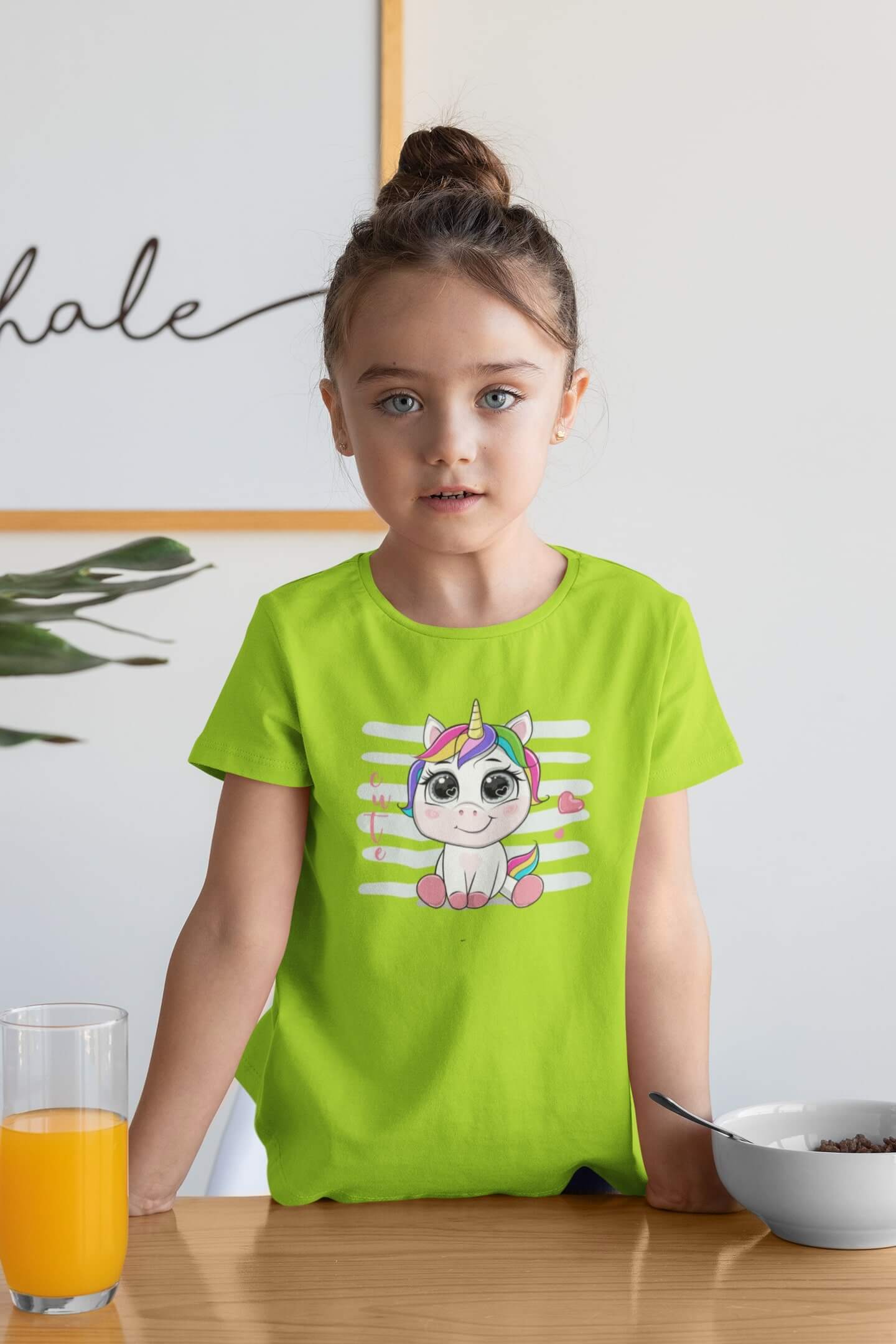 Dívčí tričko Cute jednorožec Barva: Limetková, Velikost: 110