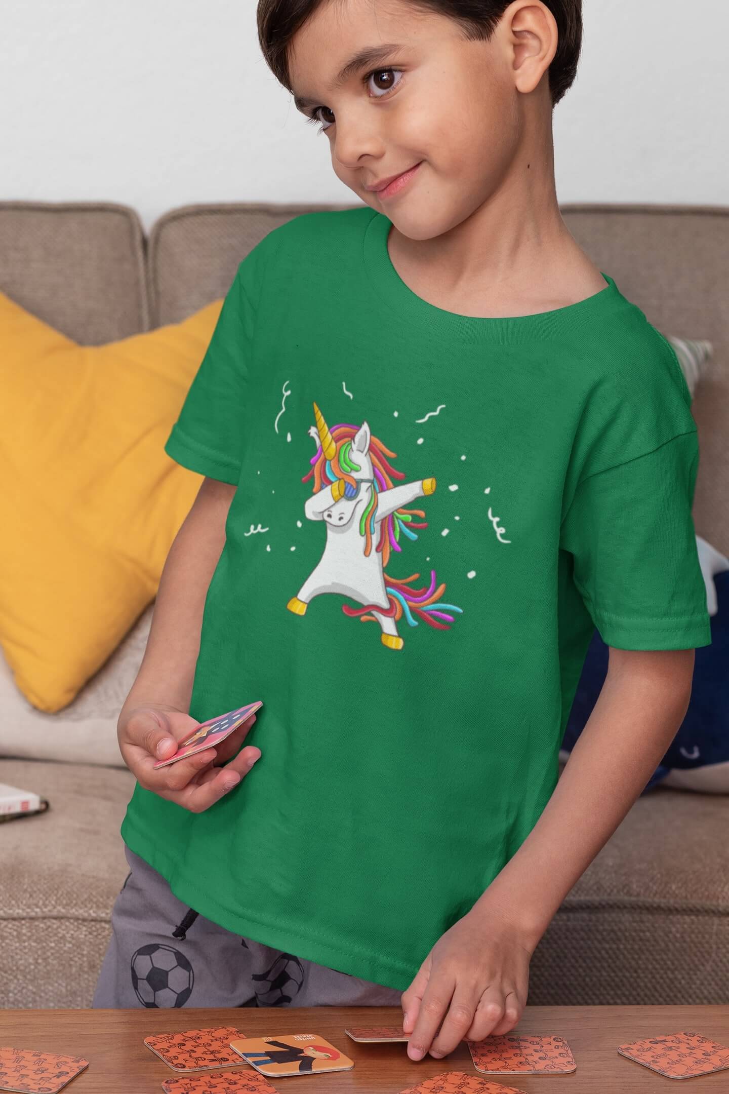 Chlapecké tričko Dabujúci unicorn Barva: Trávová zelená, Velikost: 122