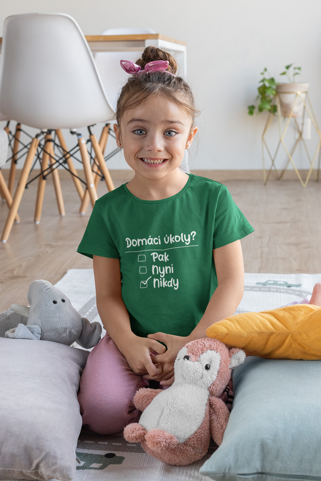 Dívčí tričko Domácí úkoly Barva: Trávová zelená, Velikost: 134