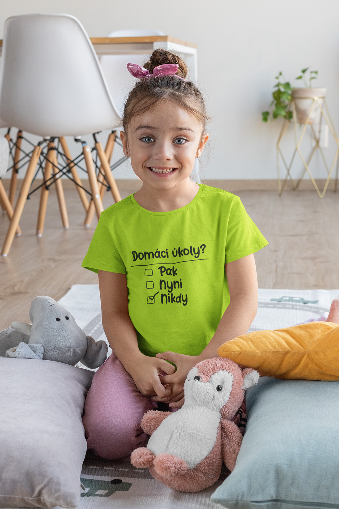 Dívčí tričko Domácí úkoly Barva: Limetková, Velikost: 122