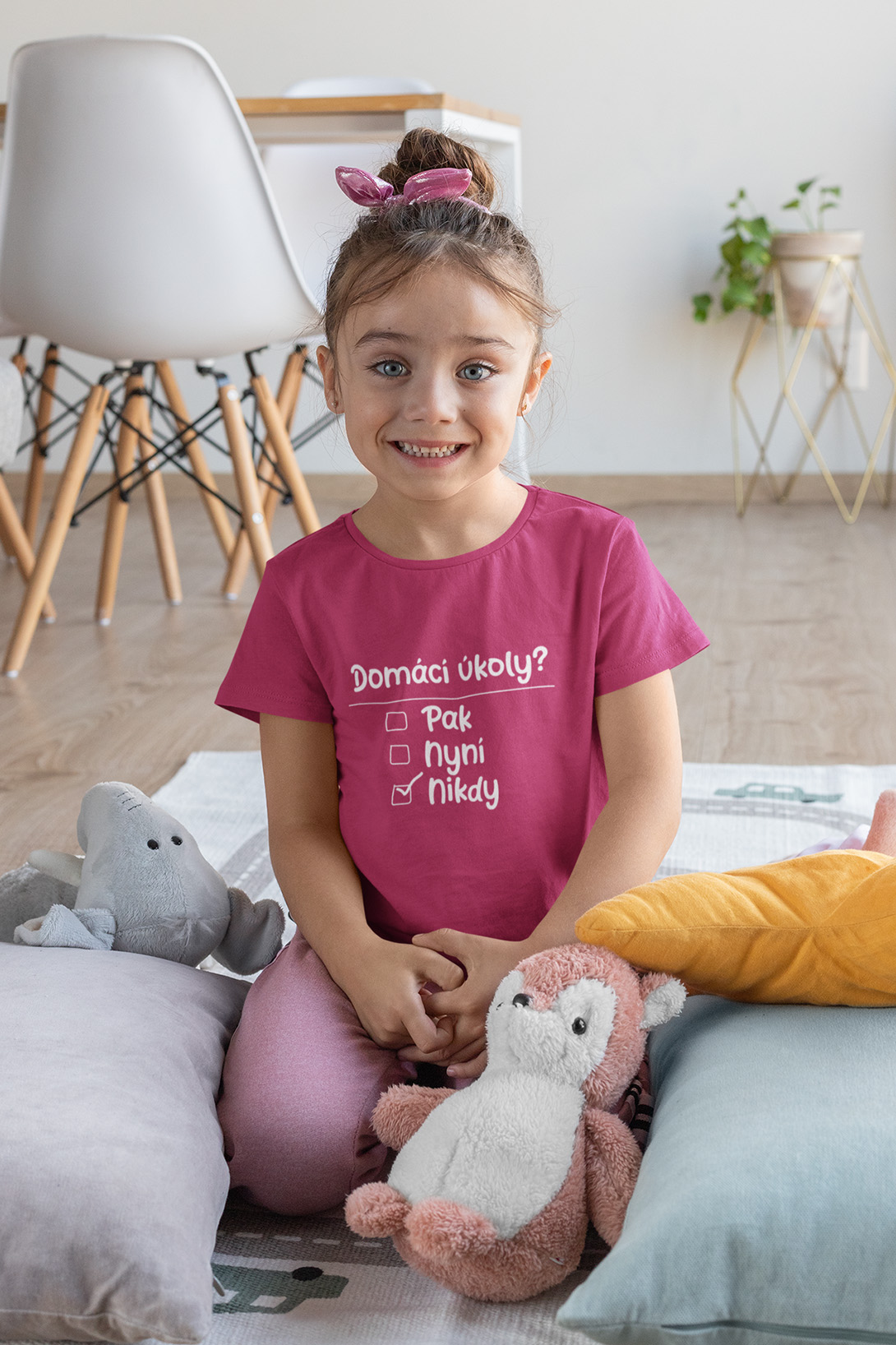 Dívčí tričko Domácí úkoly Barva: Malinová, Velikost: 134