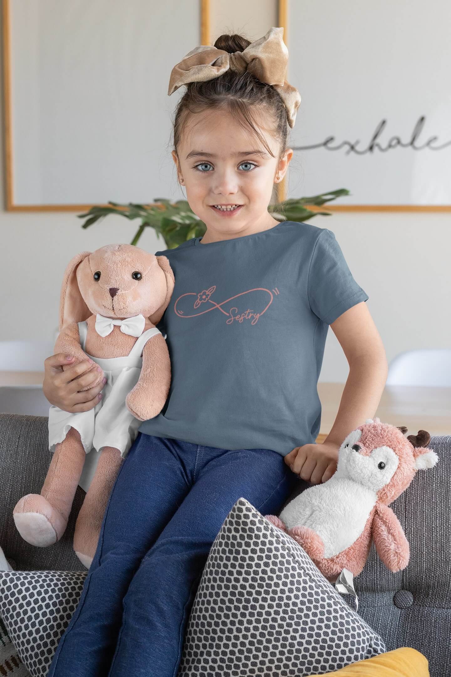 Dívčí tričko Sestry Barva: Denim, Velikost: 134