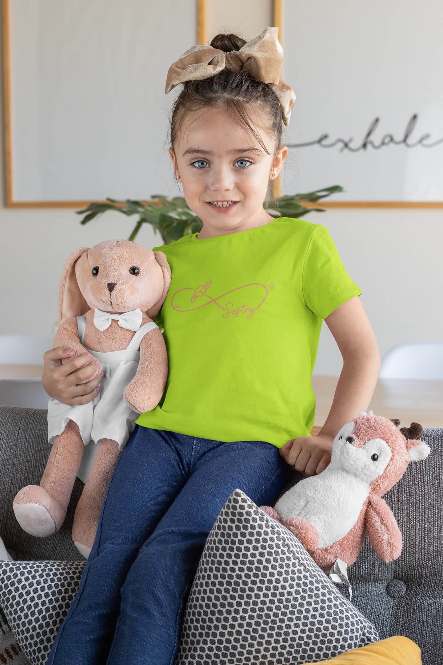 Dívčí tričko Sestry Barva: Limetková, Velikost: 134