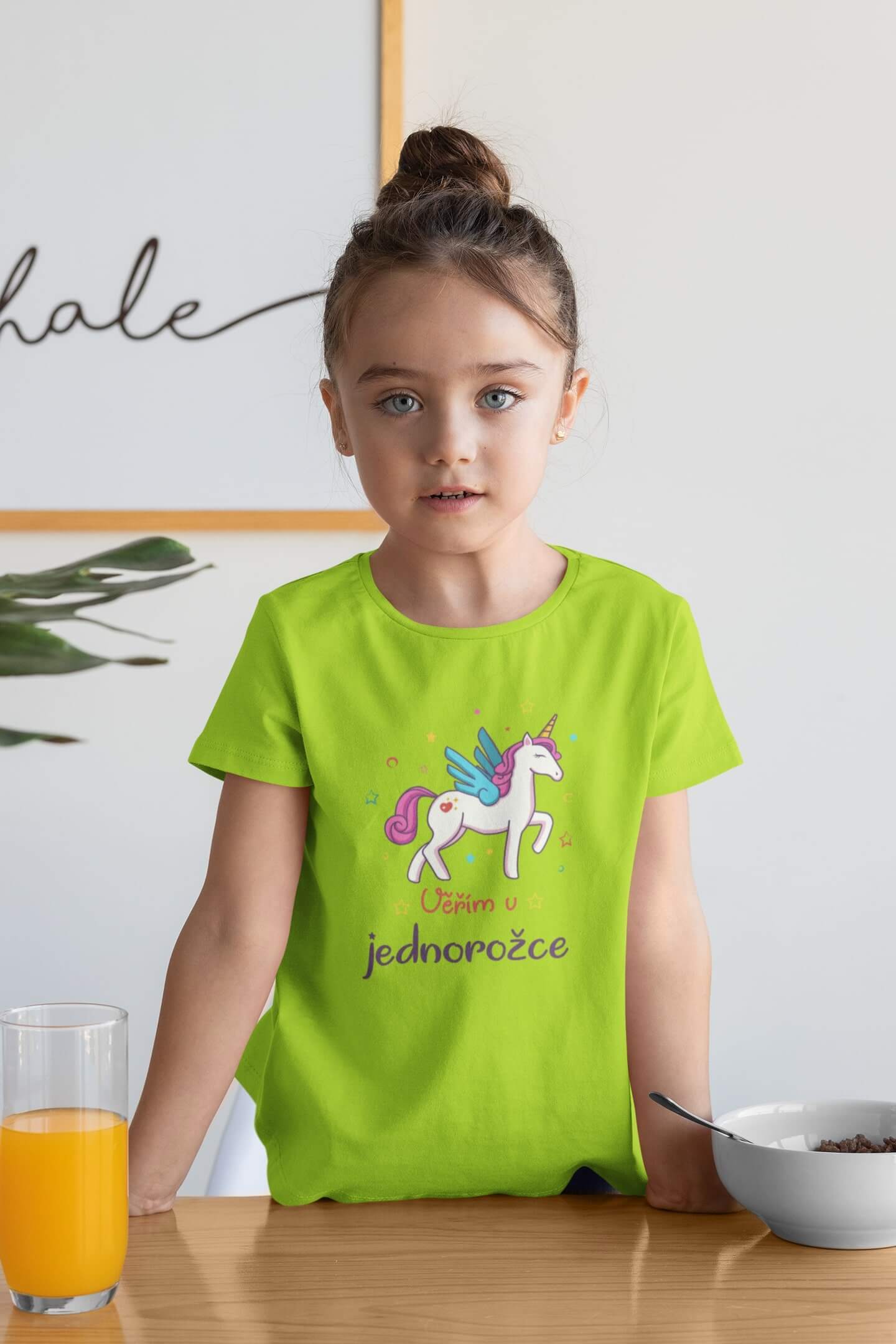 Dívčí tričko Věřím v jednorožce Barva: Limetková, Velikost: 134