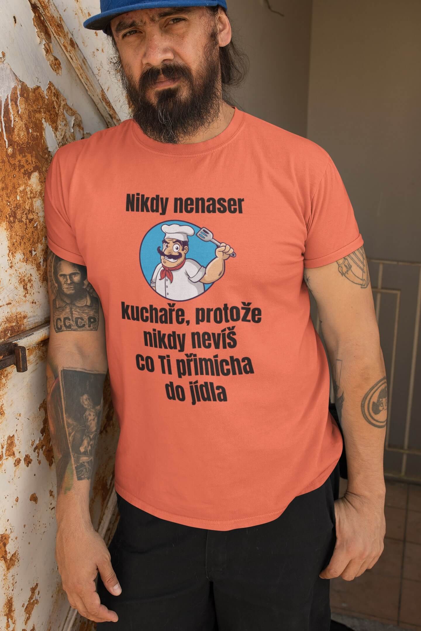 Pánské tričko Kuchař Barva: Korálová, Velikost: 3XL