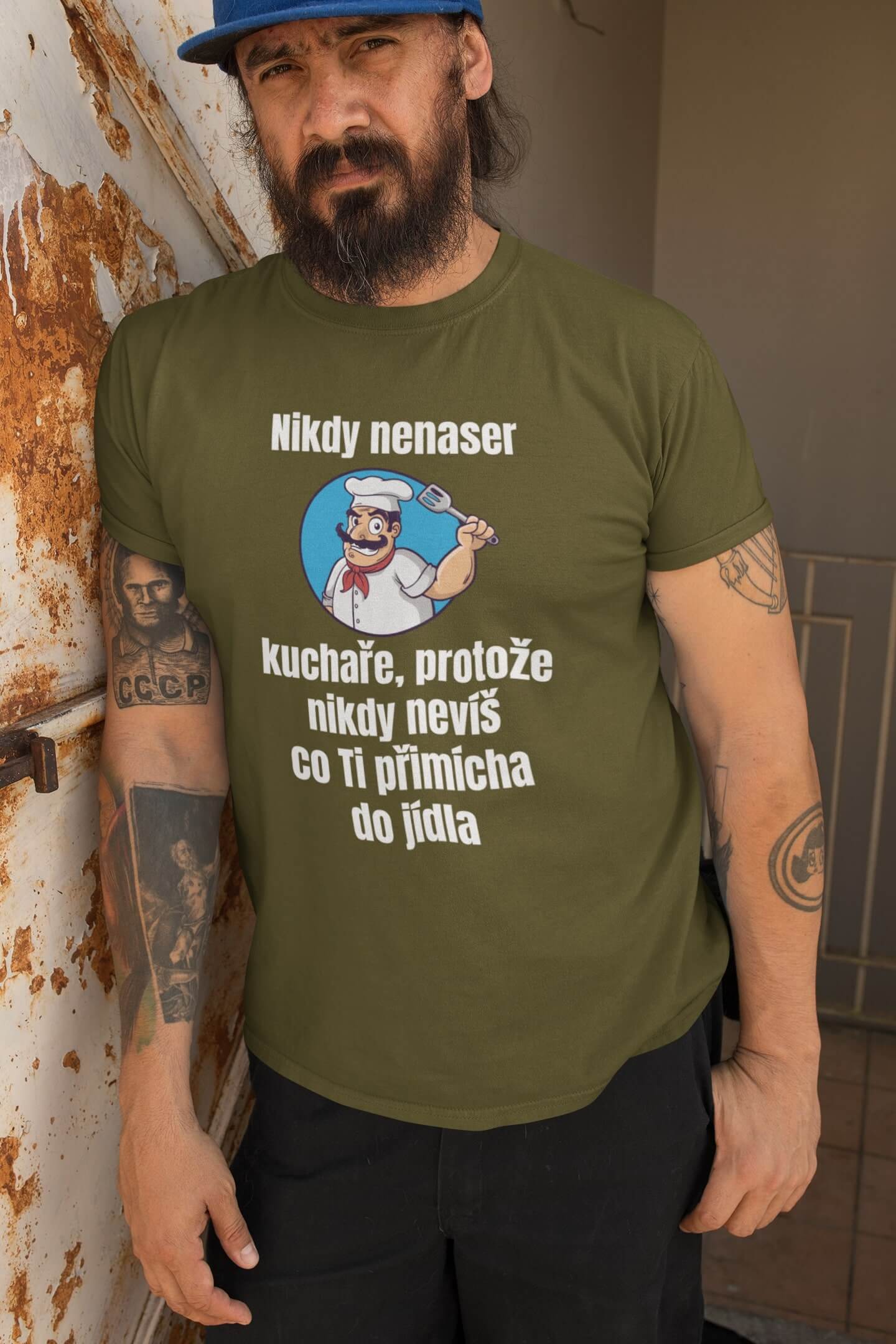 Pánské tričko Kuchař Barva: Khaki, Velikost: 3XL