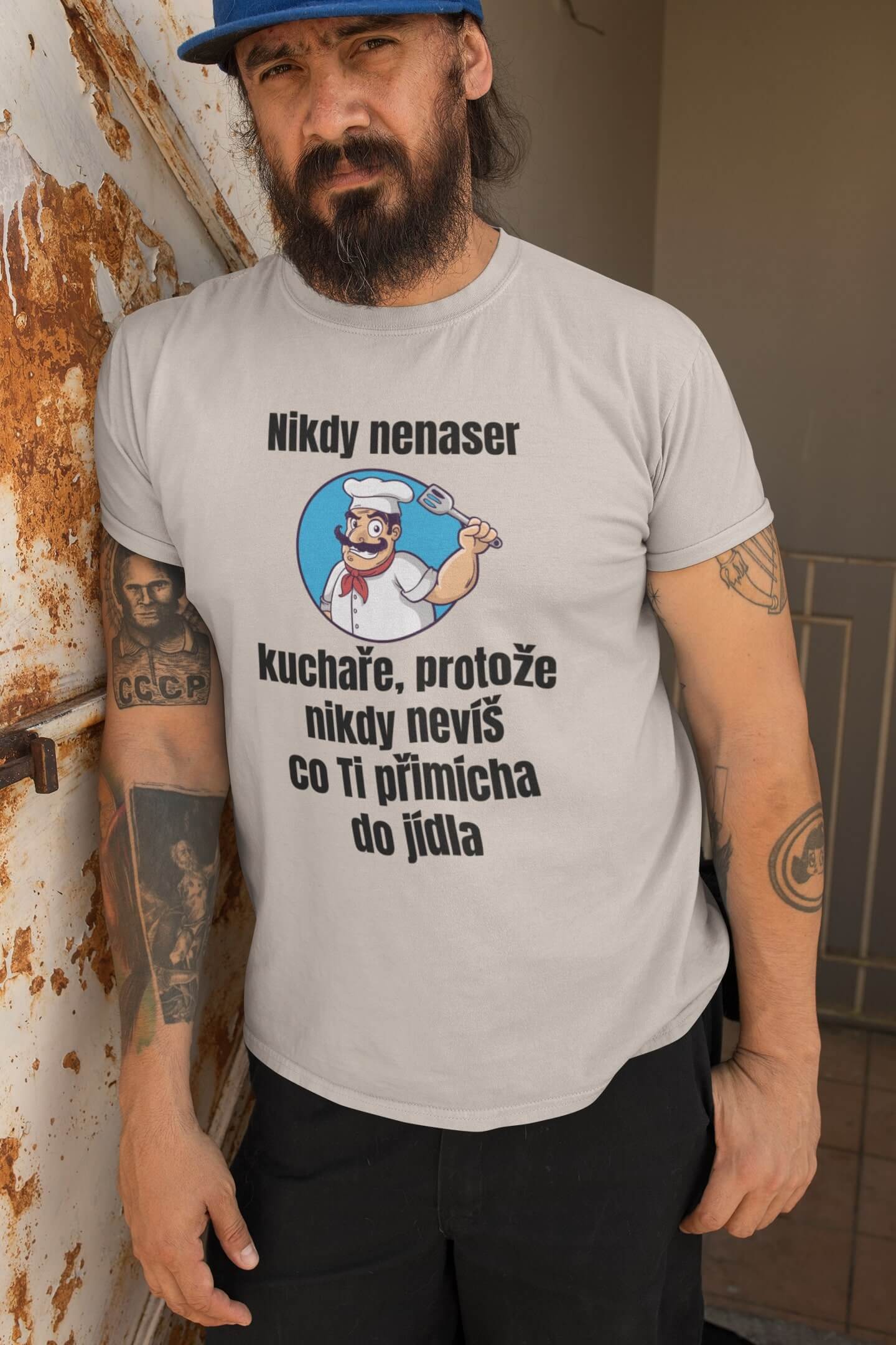 Pánské tričko Kuchař Barva: Ledově šedá, Velikost: 3XL