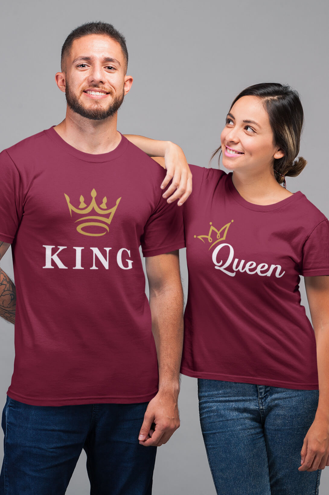 Trička pro páry KING/QUEEN Barva: Marlboro červená, Dámska velikost: 2XL, Pánska velikost: 4XL