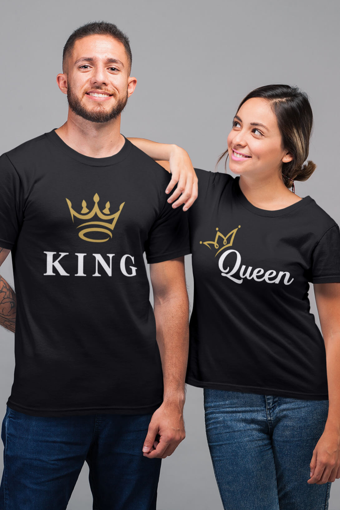 Trička pro páry KING/QUEEN Barva: Černá, Dámska velikost: 2XL, Pánska velikost: 3XL
