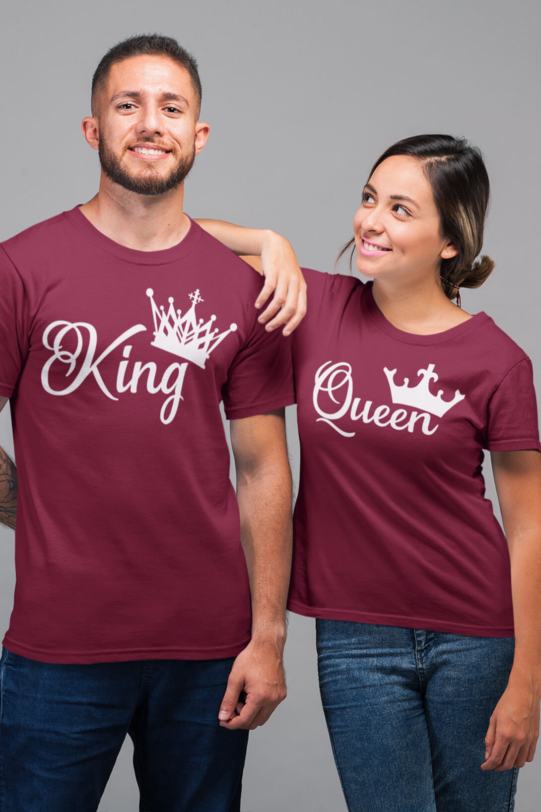 Levně Trička pro páry King Queen Barva: Marlboro červená