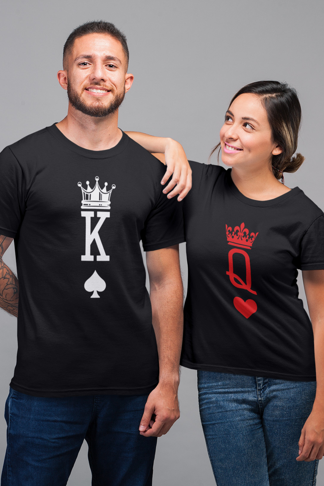 Trička pro páry K a Q Barva: Černá, Dámska velikost: 3XL, Pánska velikost: S