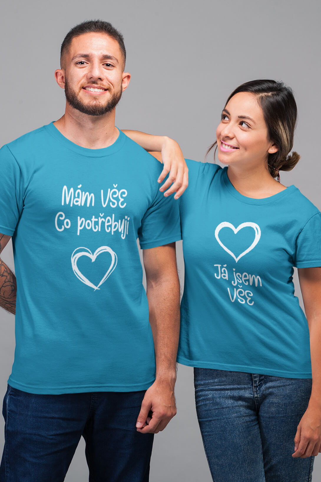 Trička pro páry Všechno Barva: Tyrkysová, Dámska velikost: S, Pánska velikost: S