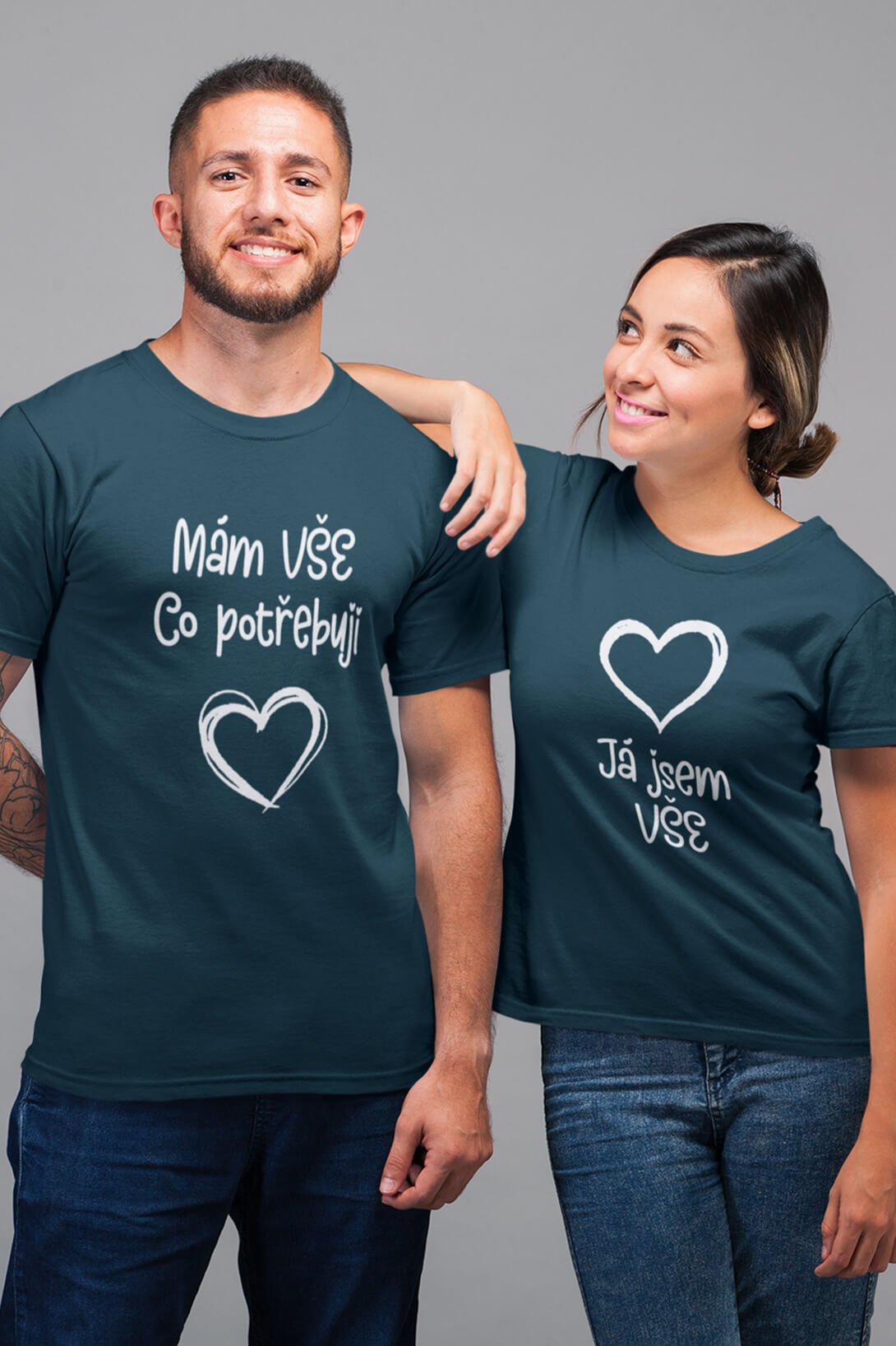 Trička pro páry Všechno Barva: Petrolejová, Dámska velikost: 2XL, Pánska velikost: 3XL