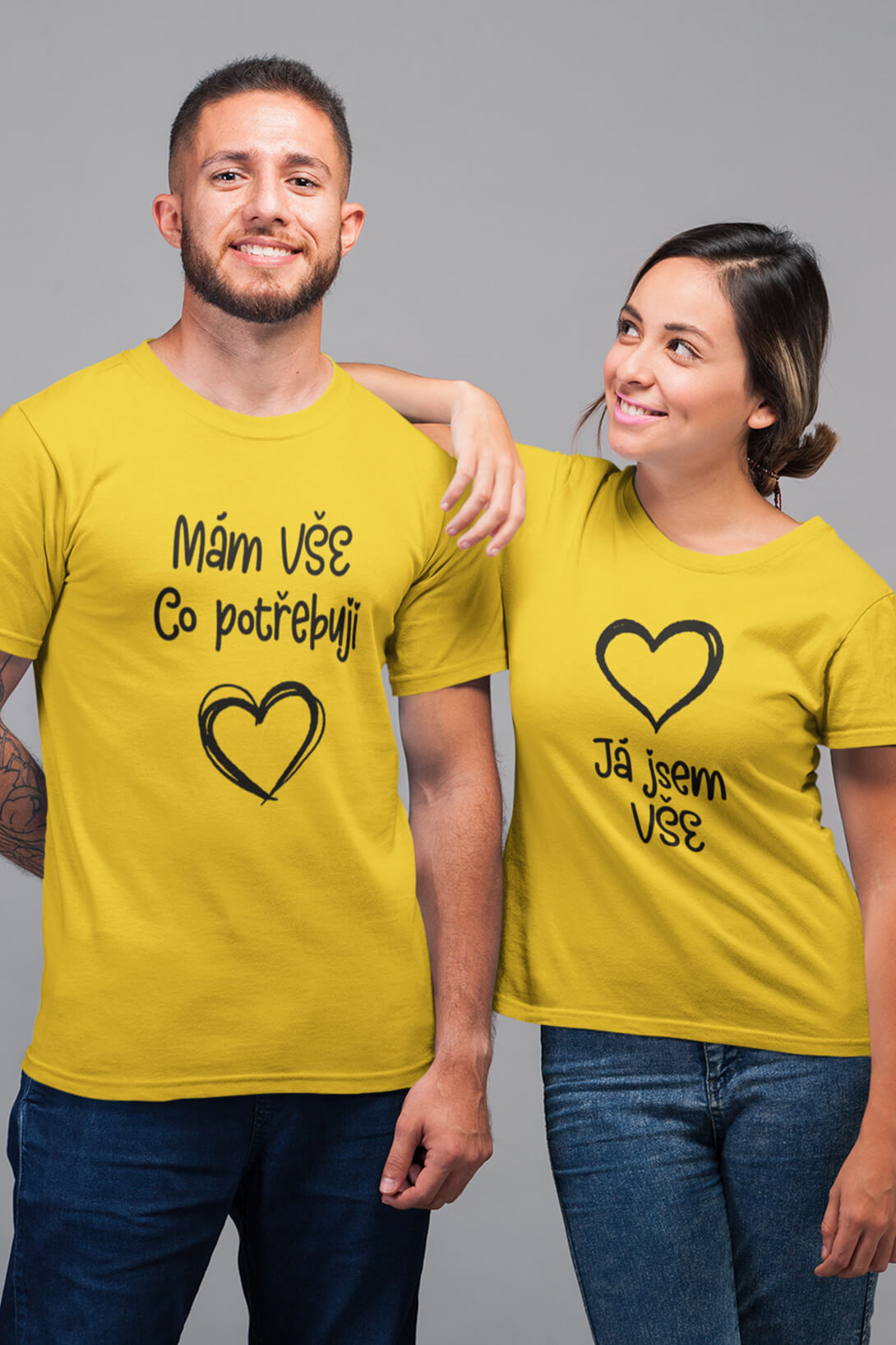 Trička pro páry Všechno Barva: Žlutá, Dámska velikost: 2XL, Pánska velikost: 2XL