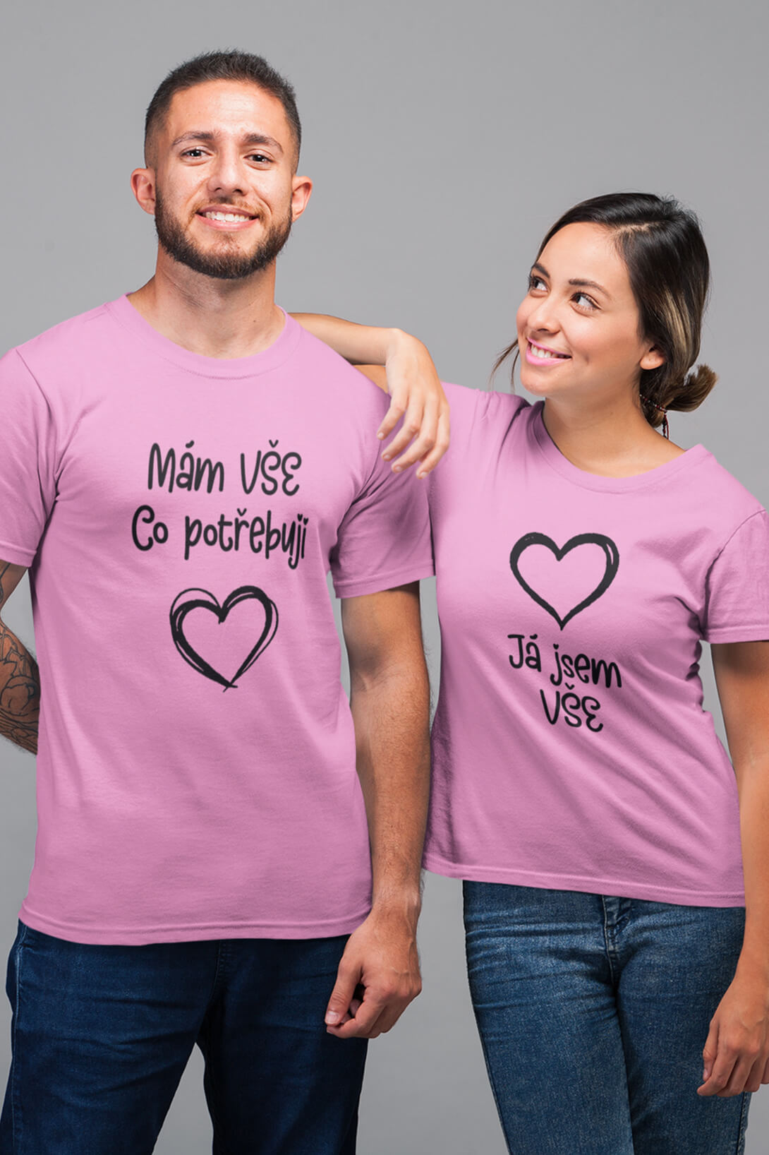 Trička pro páry Všechno Barva: Růžová, Dámska velikost: S, Pánska velikost: S